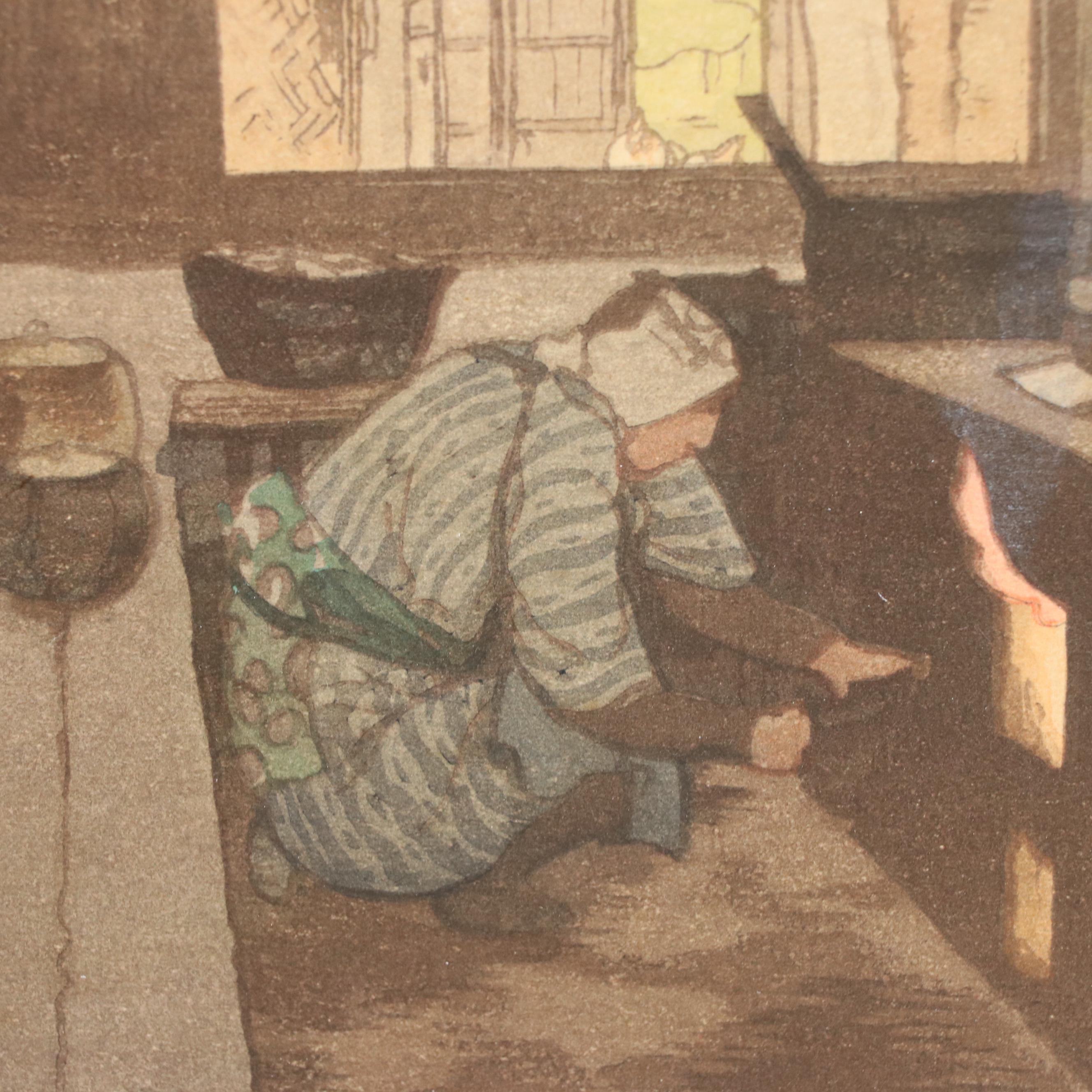 Hiroshi Yoshida Japanese Woodblock Print "Farmhouse"