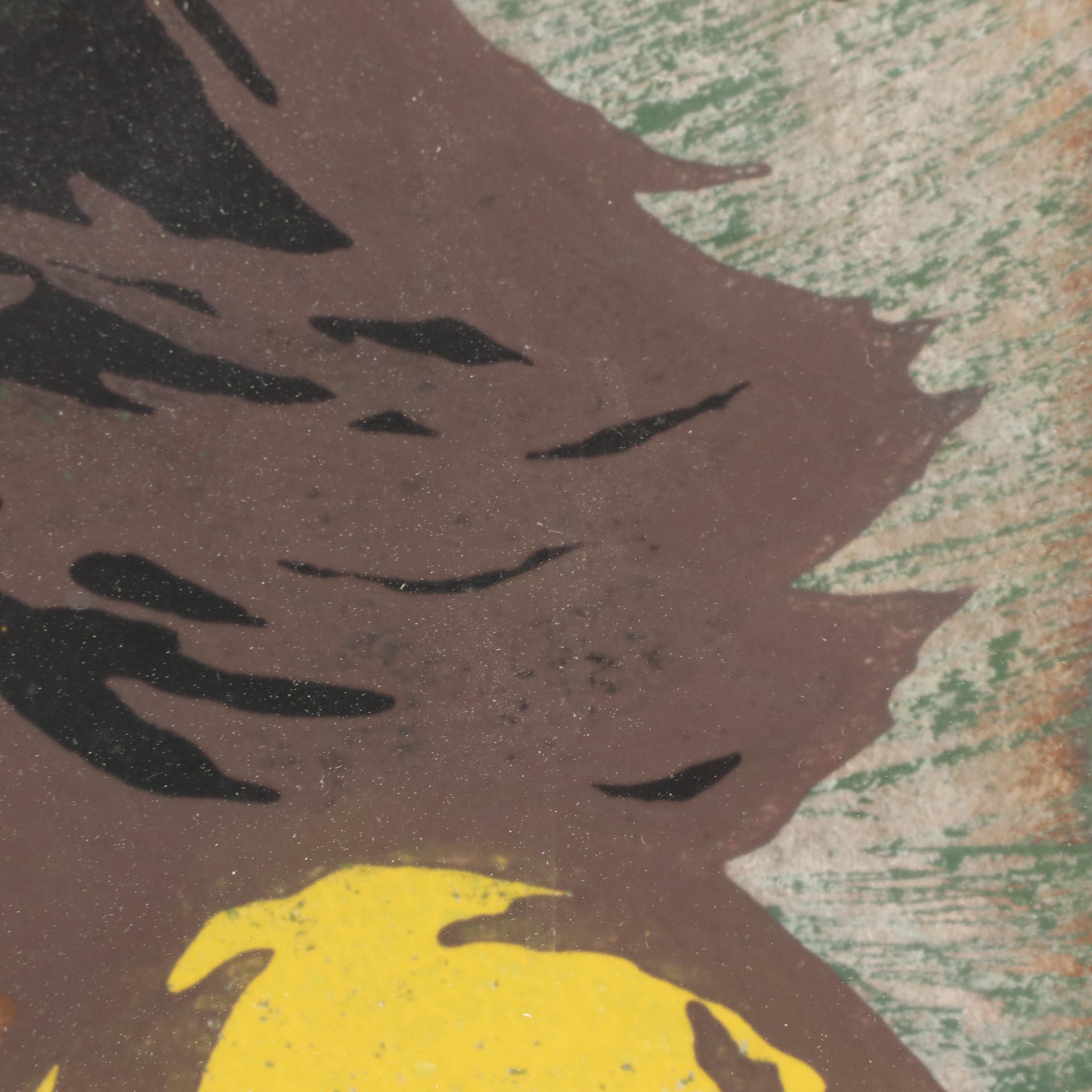 Tadashi Nakayama Japanese Woodblock Print "Girl in the Wind," 1956