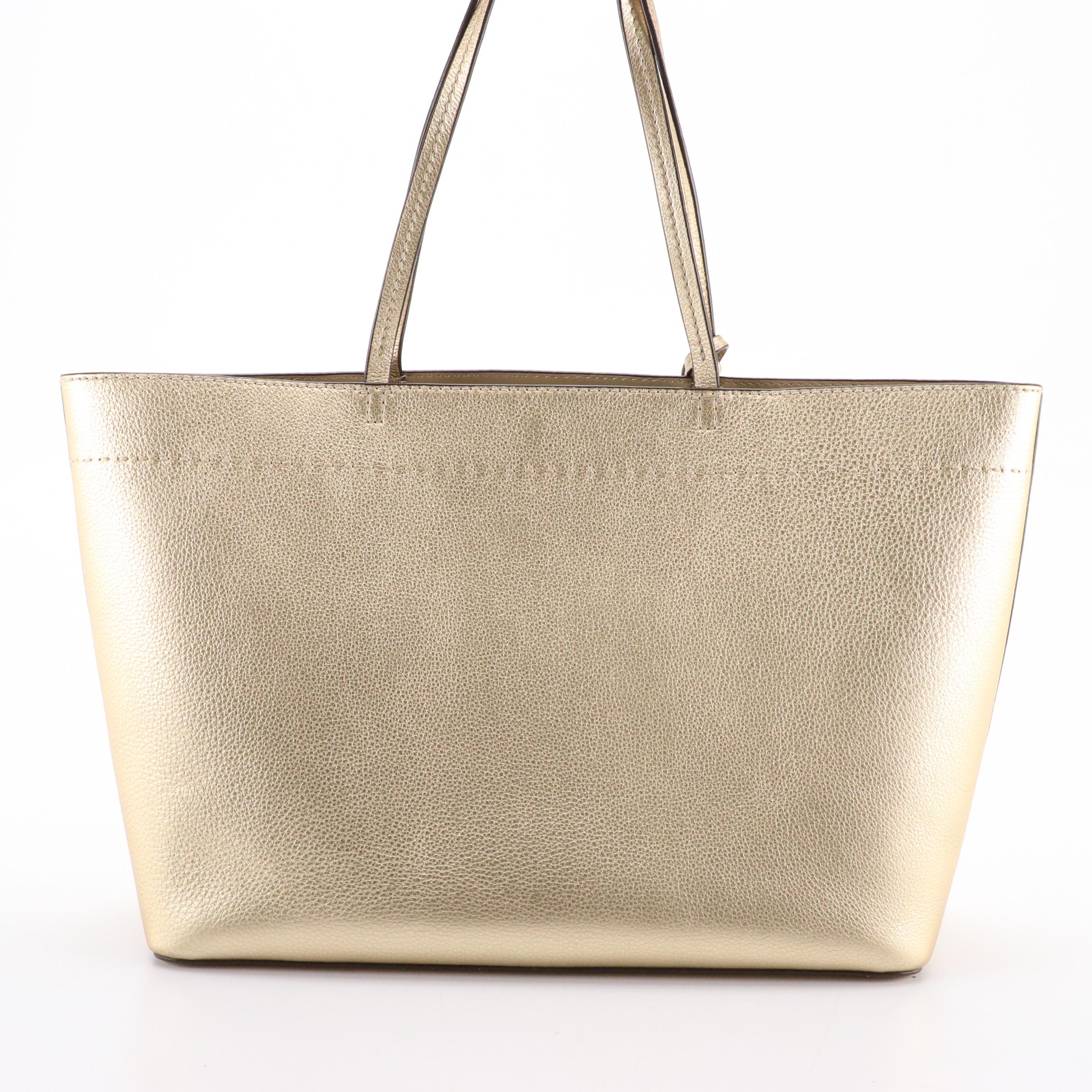 Tory Burch Gold Metallic Leather Tote with Tassels