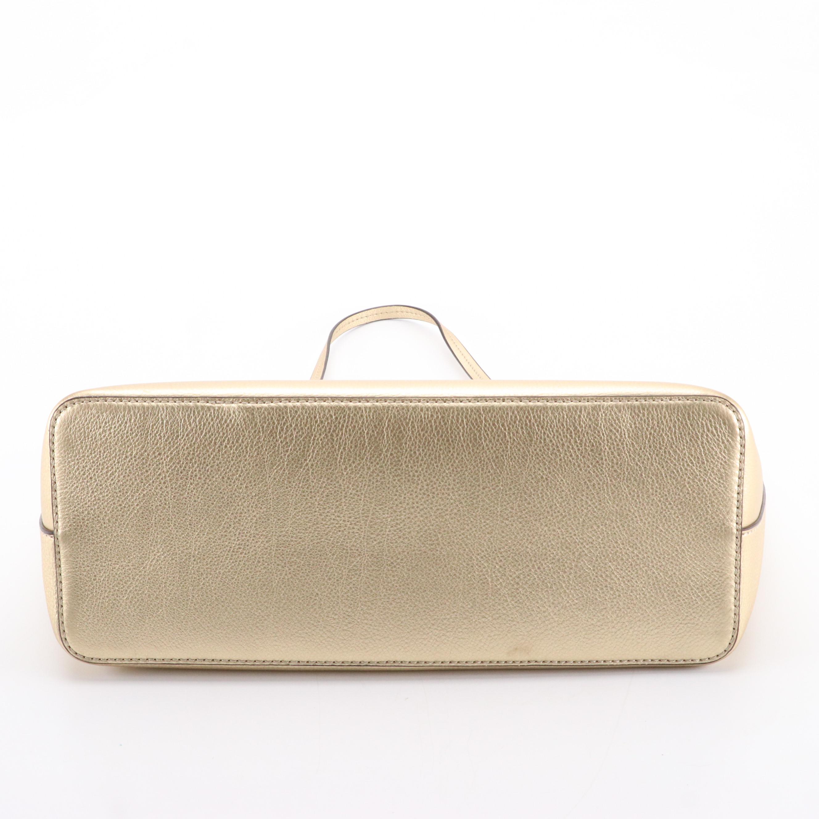 Tory Burch Gold Metallic Leather Tote with Tassels