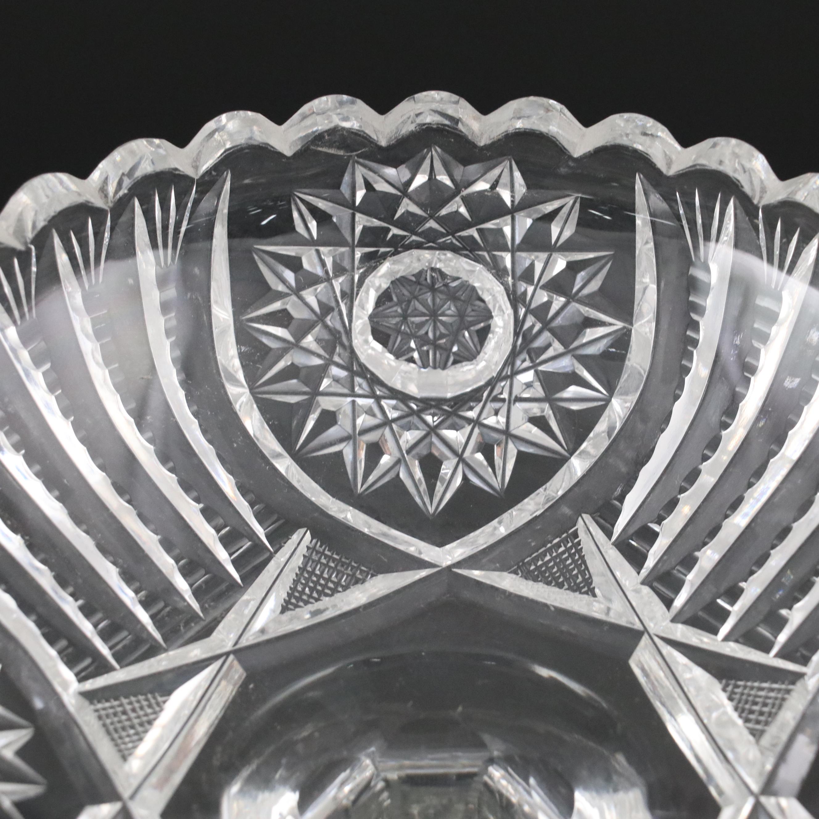 French Etched Crystal Drink Dispenser with Brilliant Cut Style Tableware