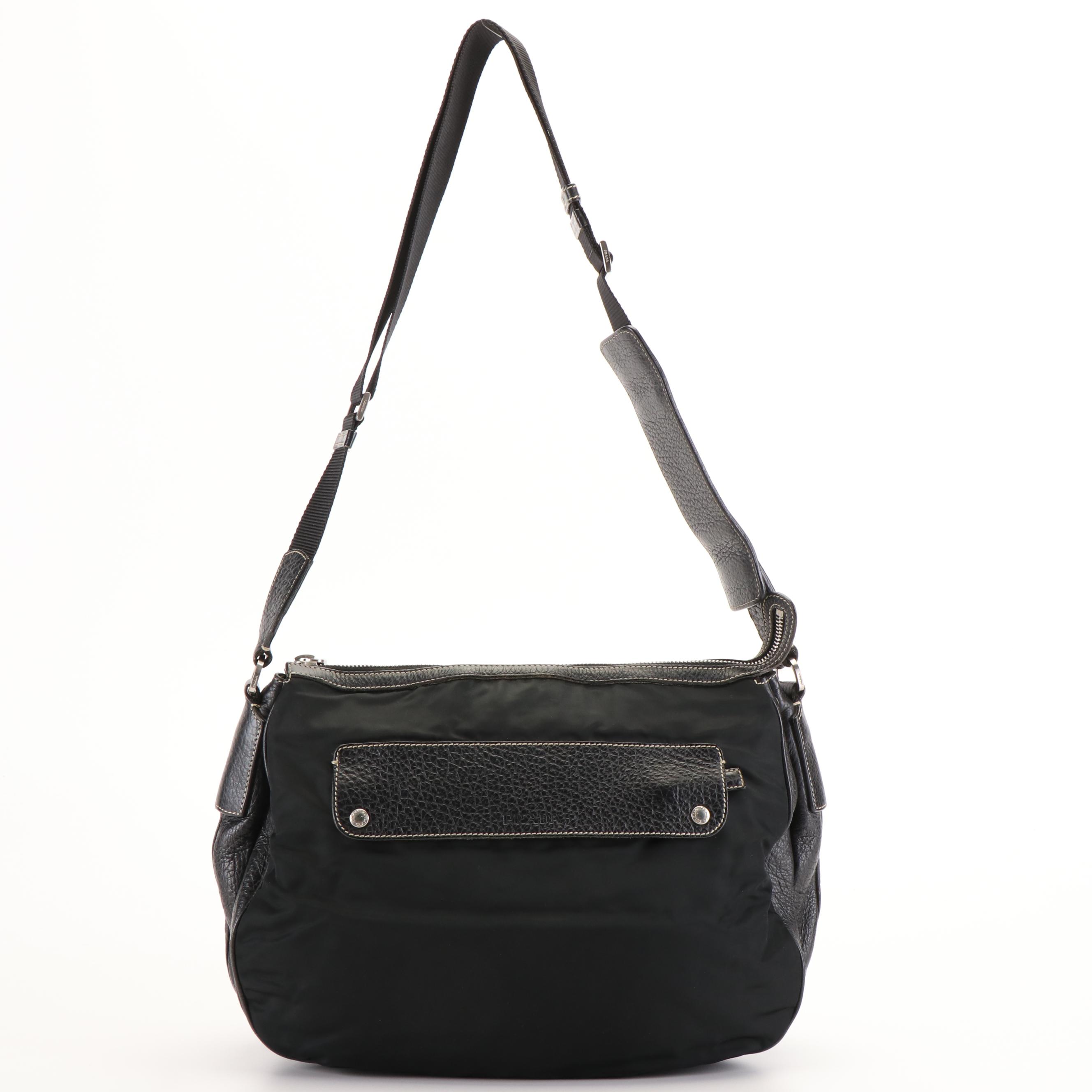 Prada Tessuto Black Nylon and Leather Messenger Bag