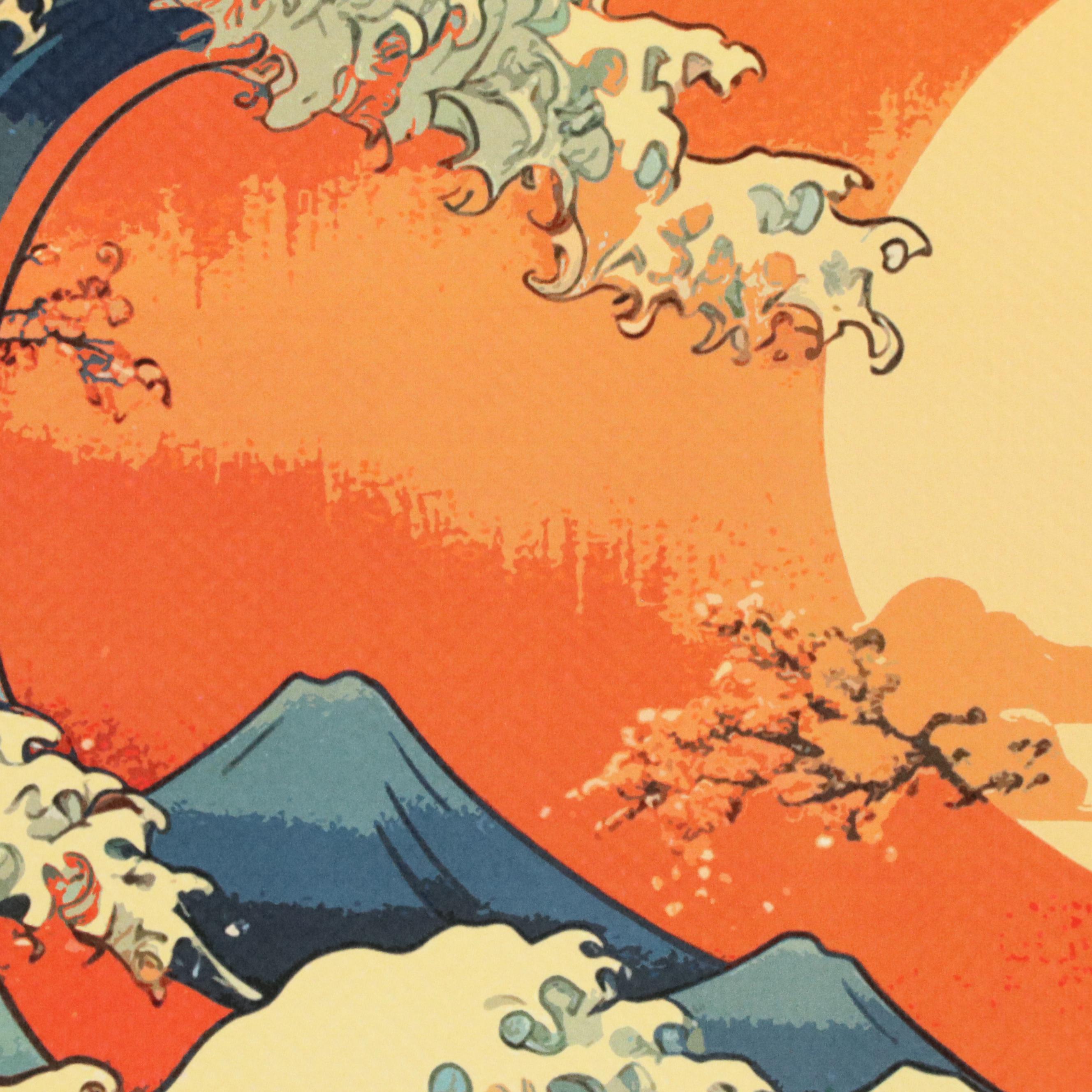 Death NYC Pop Art Graphic Print With The Great Wave Off Kanagawa x Cat, 2024