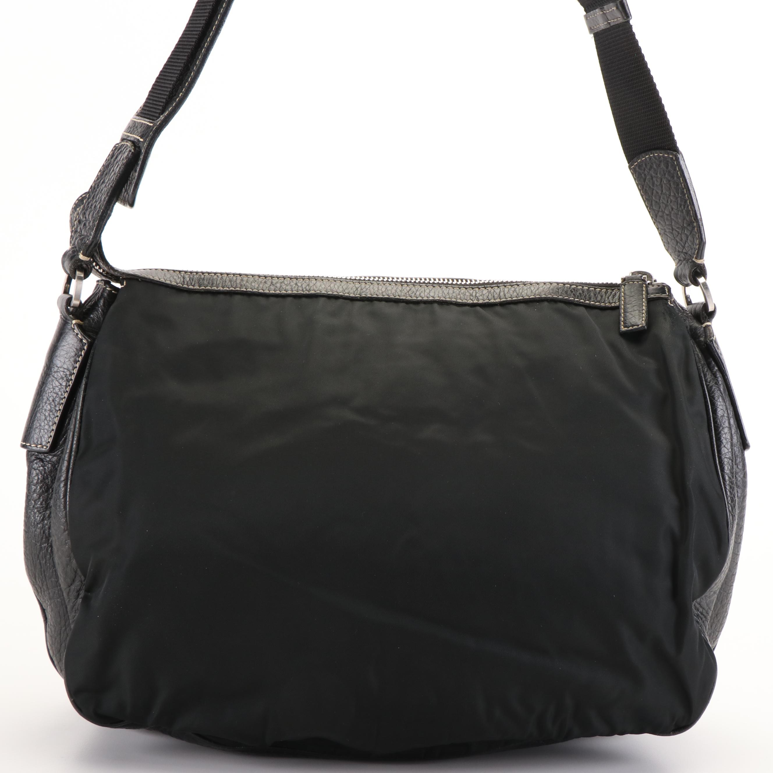 Prada Tessuto Black Nylon and Leather Messenger Bag