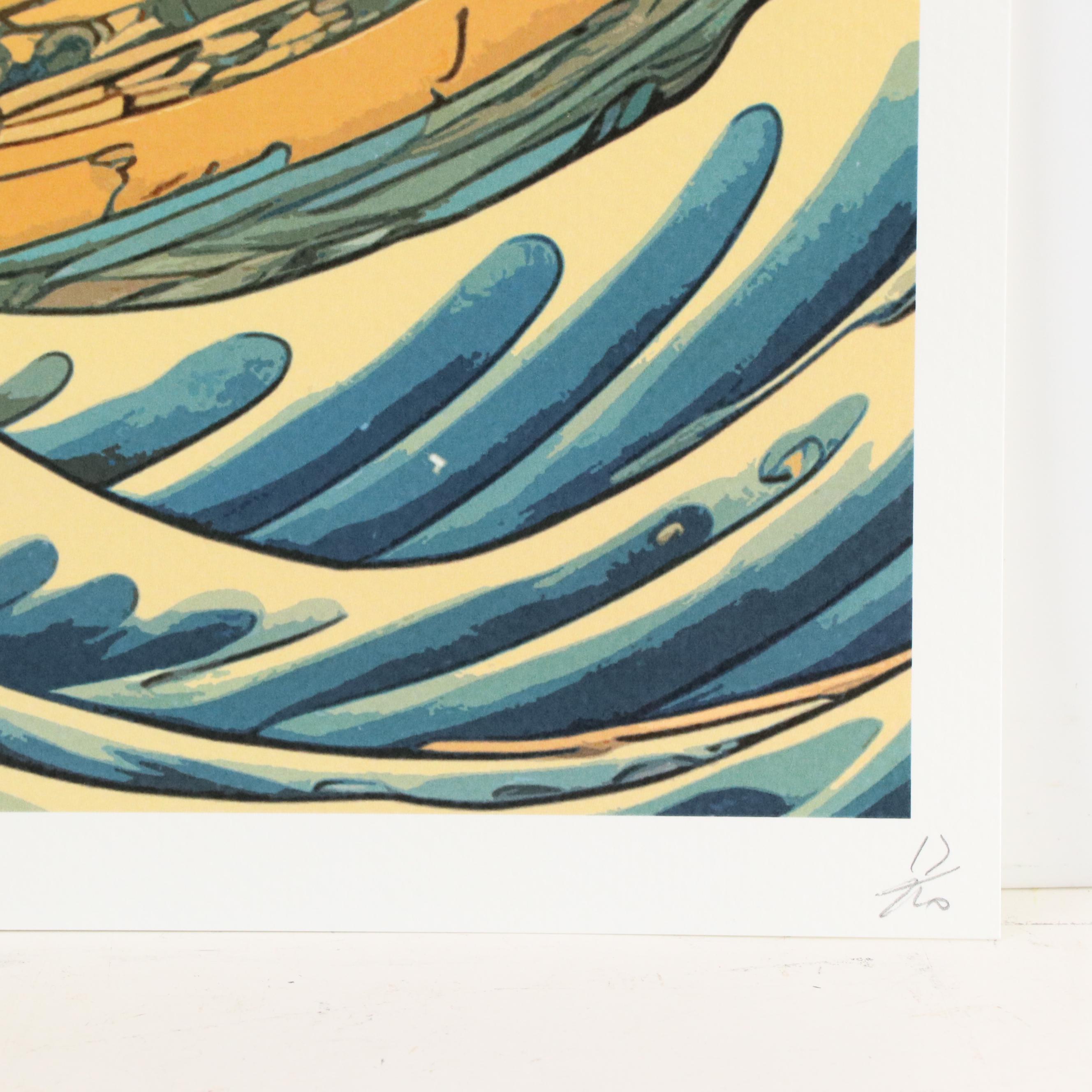 Death NYC Pop Art Graphic Print With The Great Wave Off Kanagawa x Cat, 2024