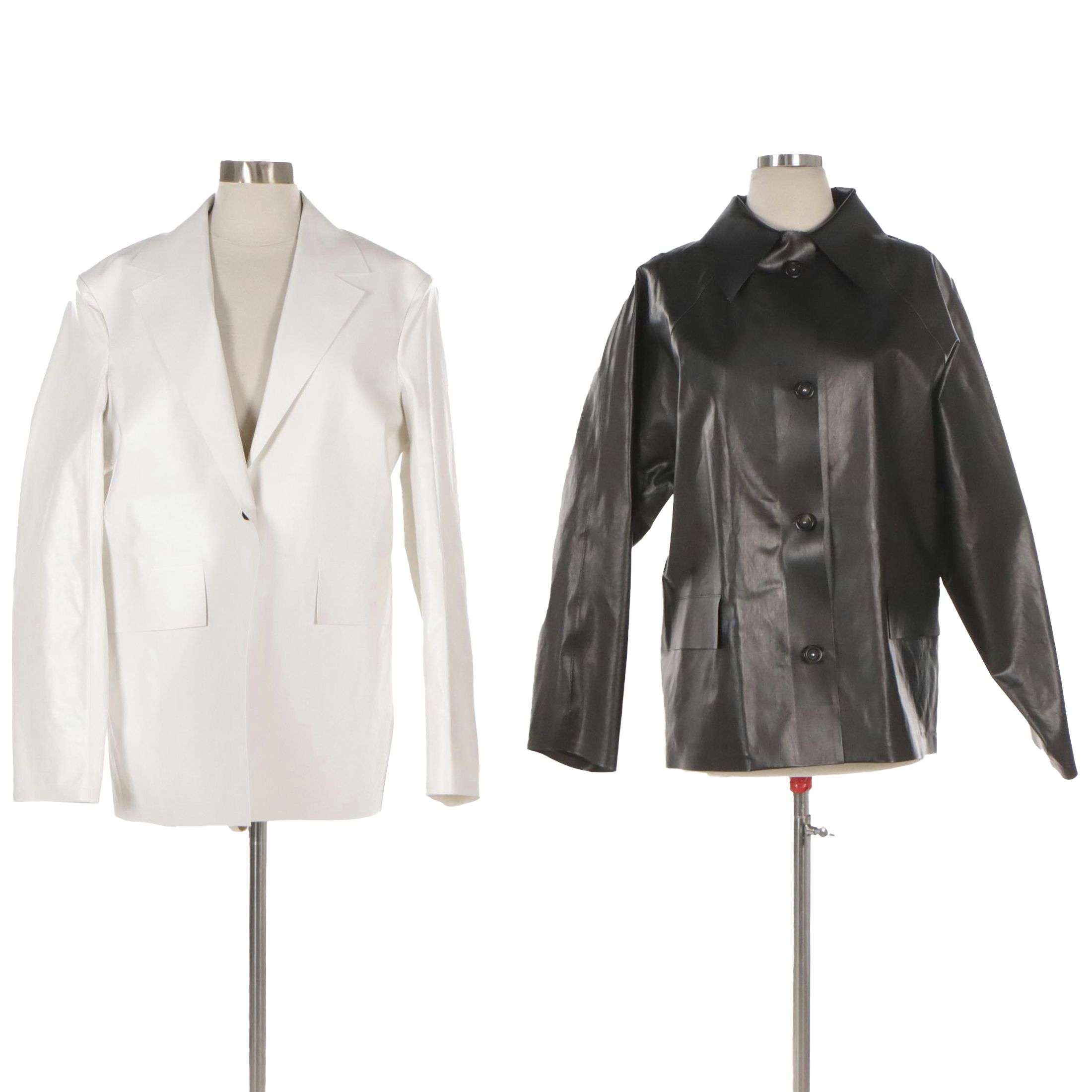 Kassl Editions Original Black Hip Oil Coat and White Oil Coat