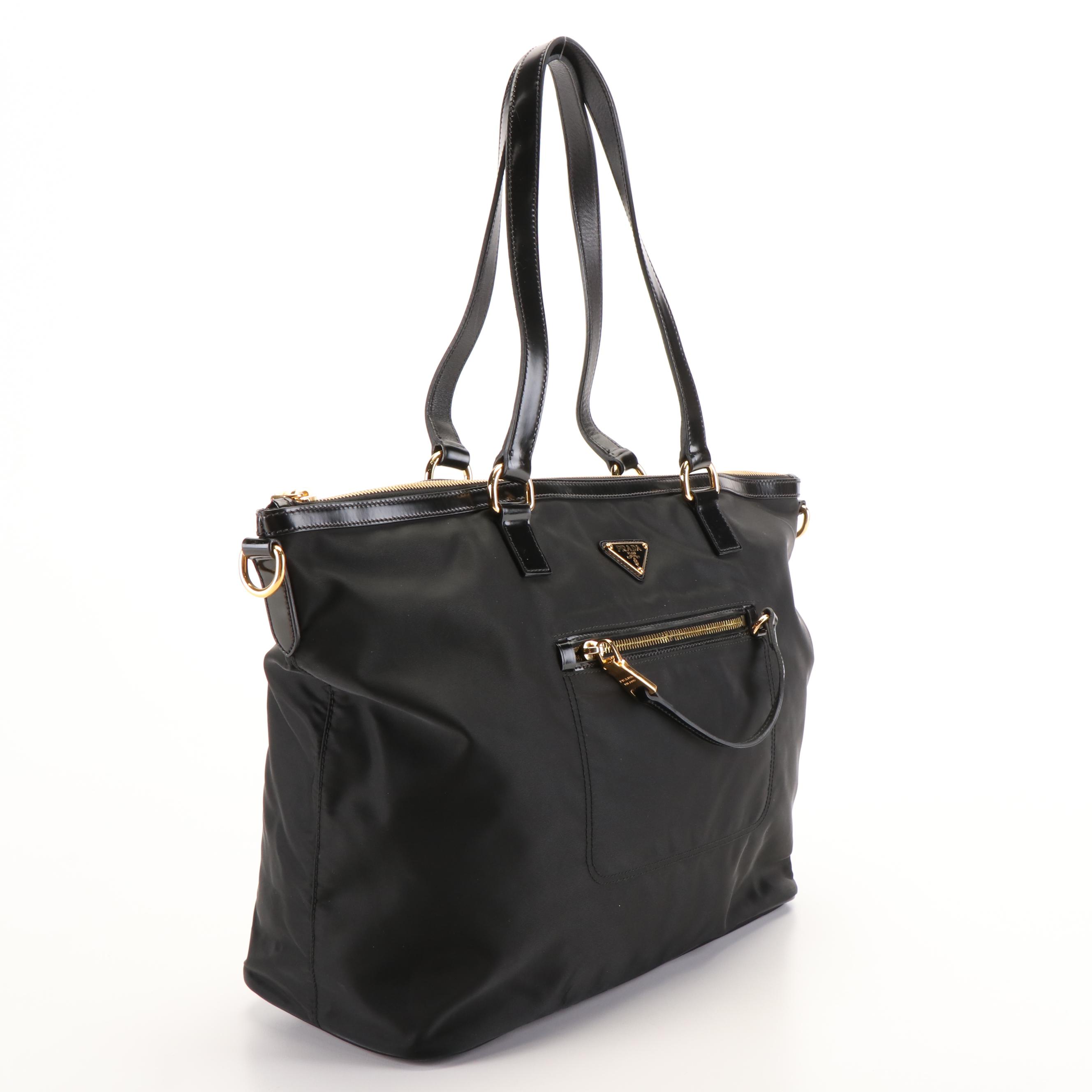 Prada Tessutso Black Nylon Zippered Tote Bag