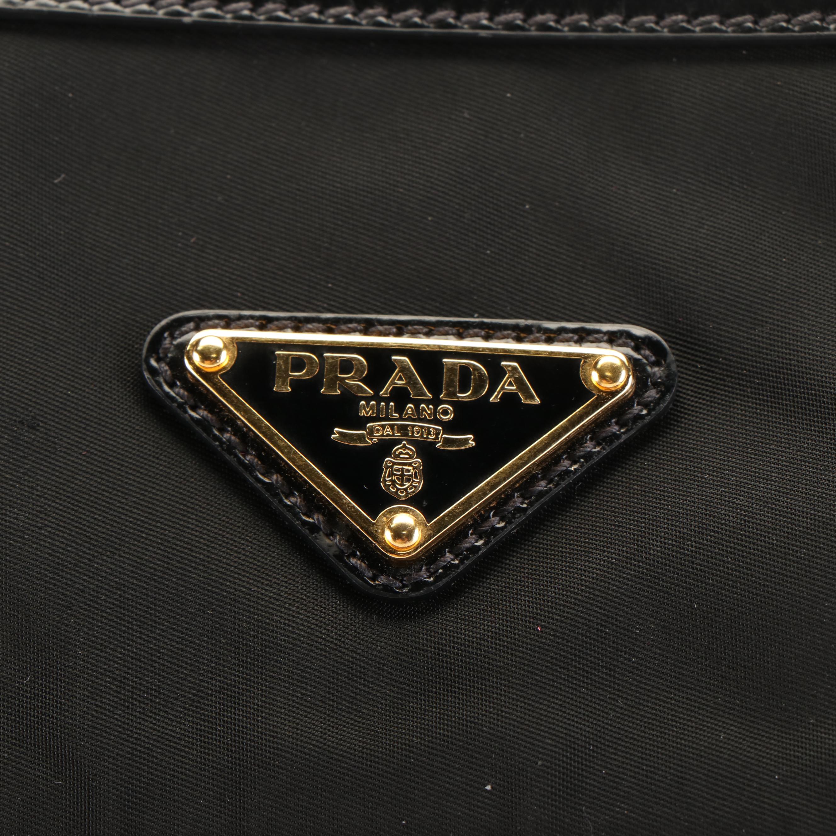 Prada Tessutso Black Nylon Zippered Tote Bag