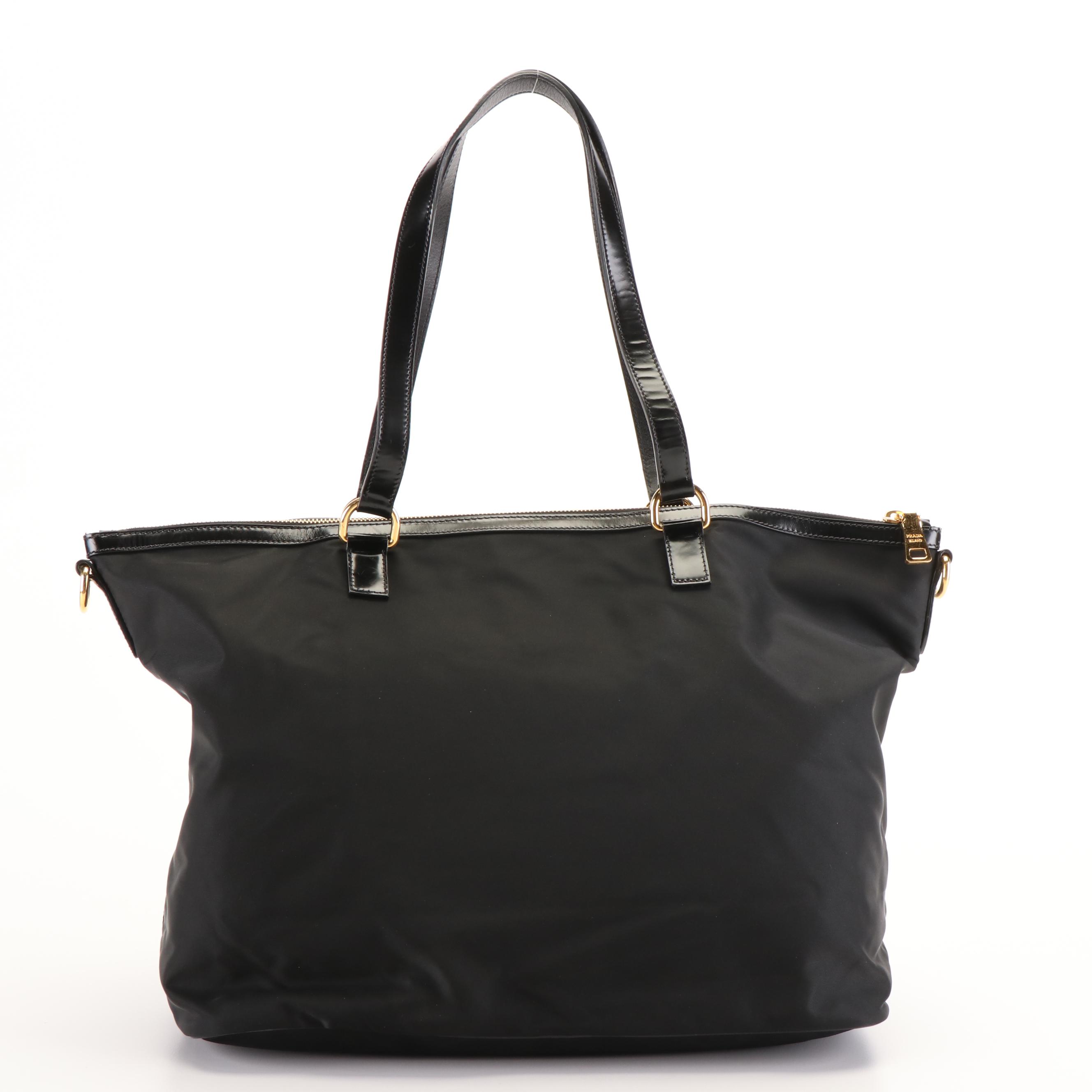 Prada Tessutso Black Nylon Zippered Tote Bag