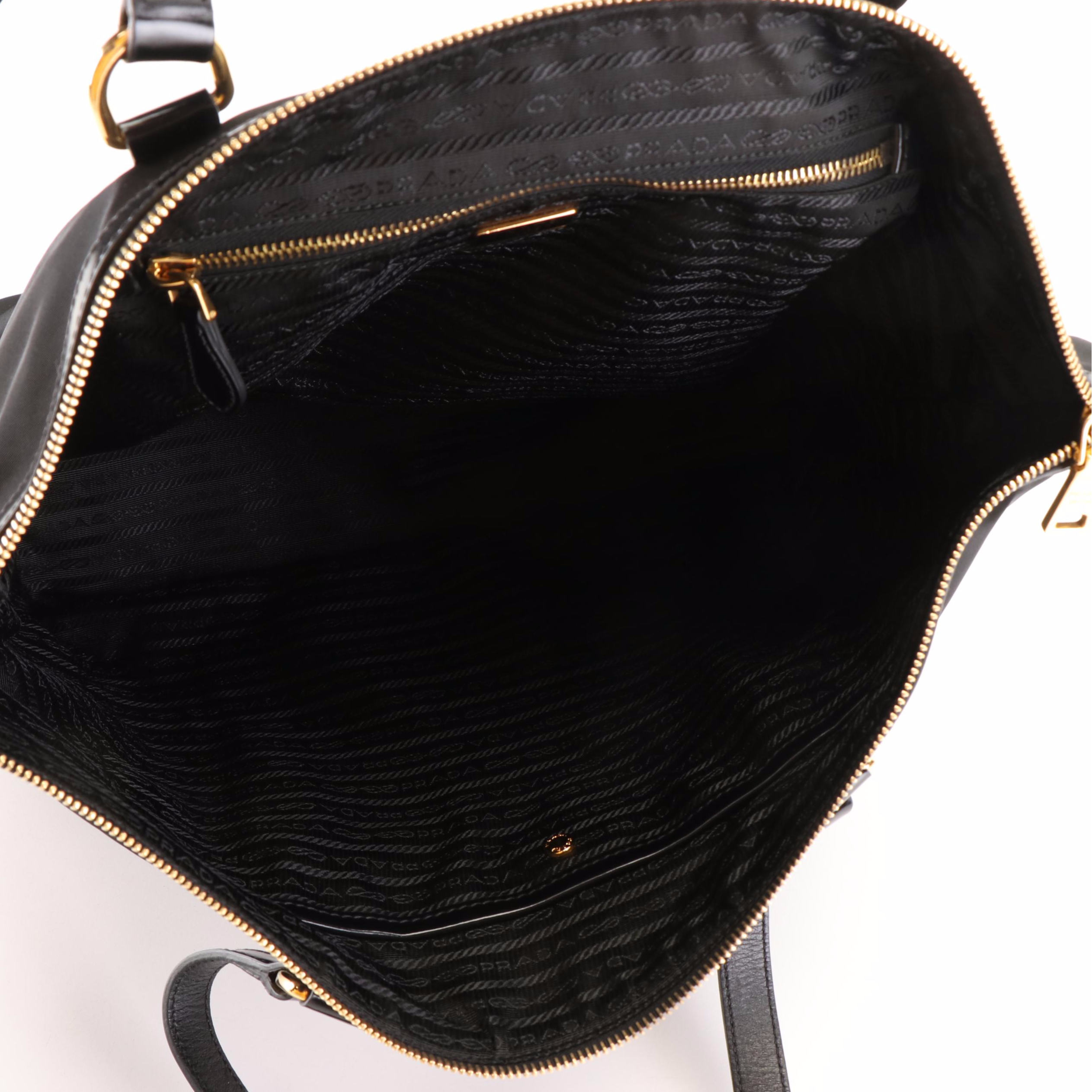 Prada Tessutso Black Nylon Zippered Tote Bag
