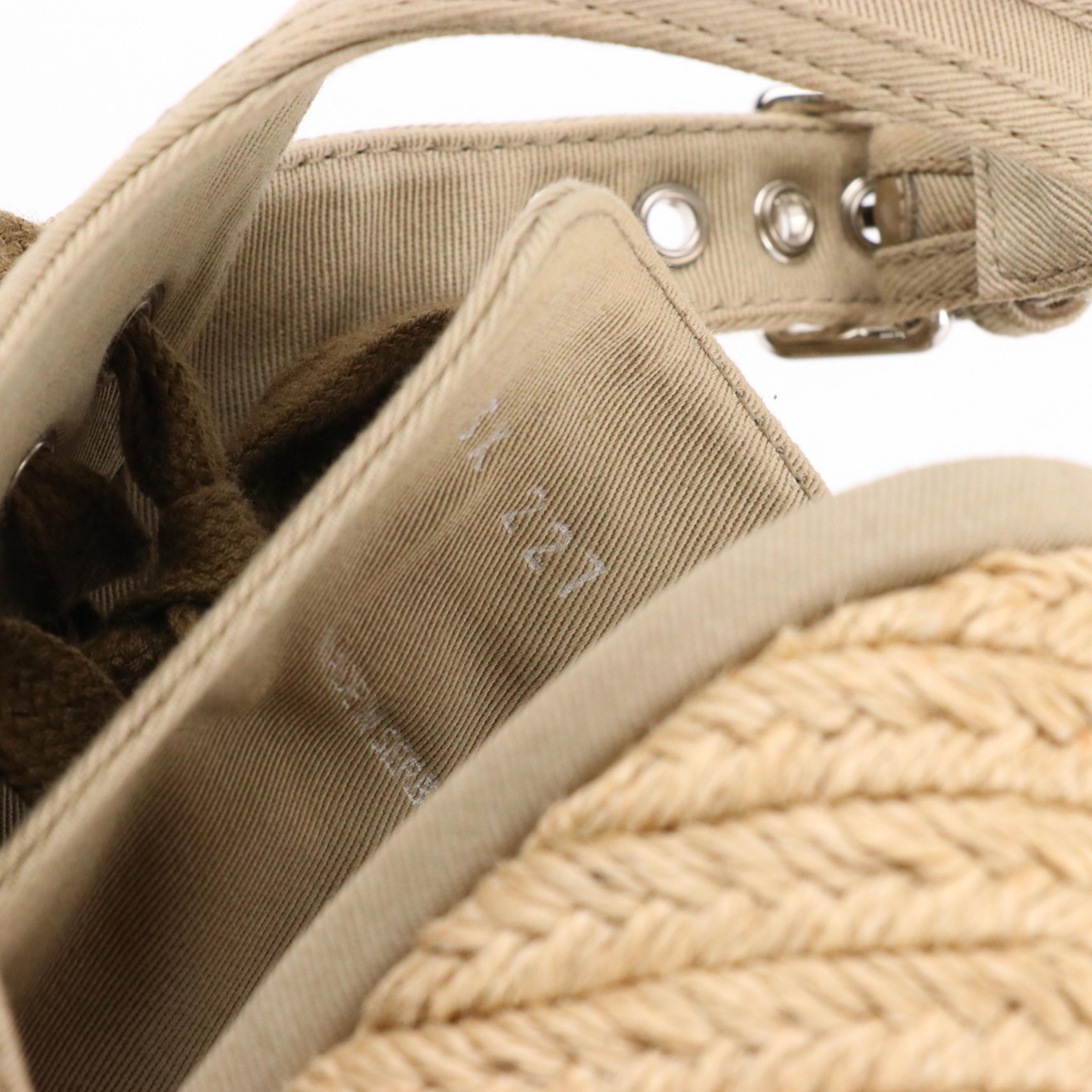 Prada Sport Beige Canvas Ankle Strap Peep-Toe Espadrille Wedges