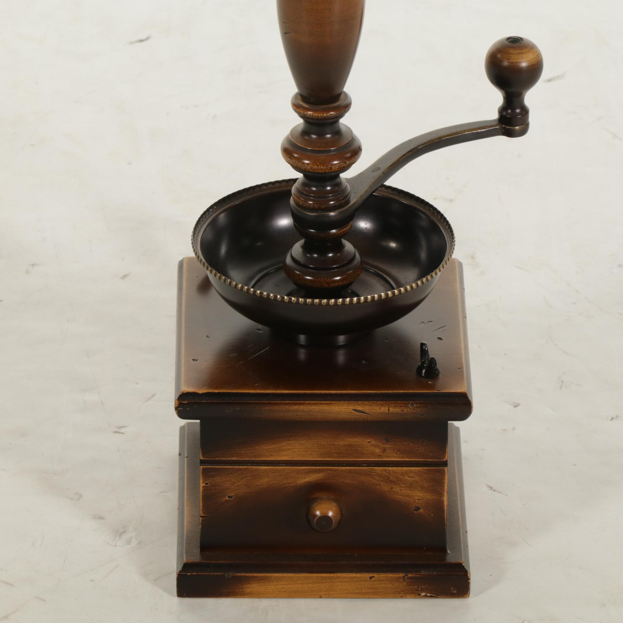 Wooden Coffee Grinder Table Lamp