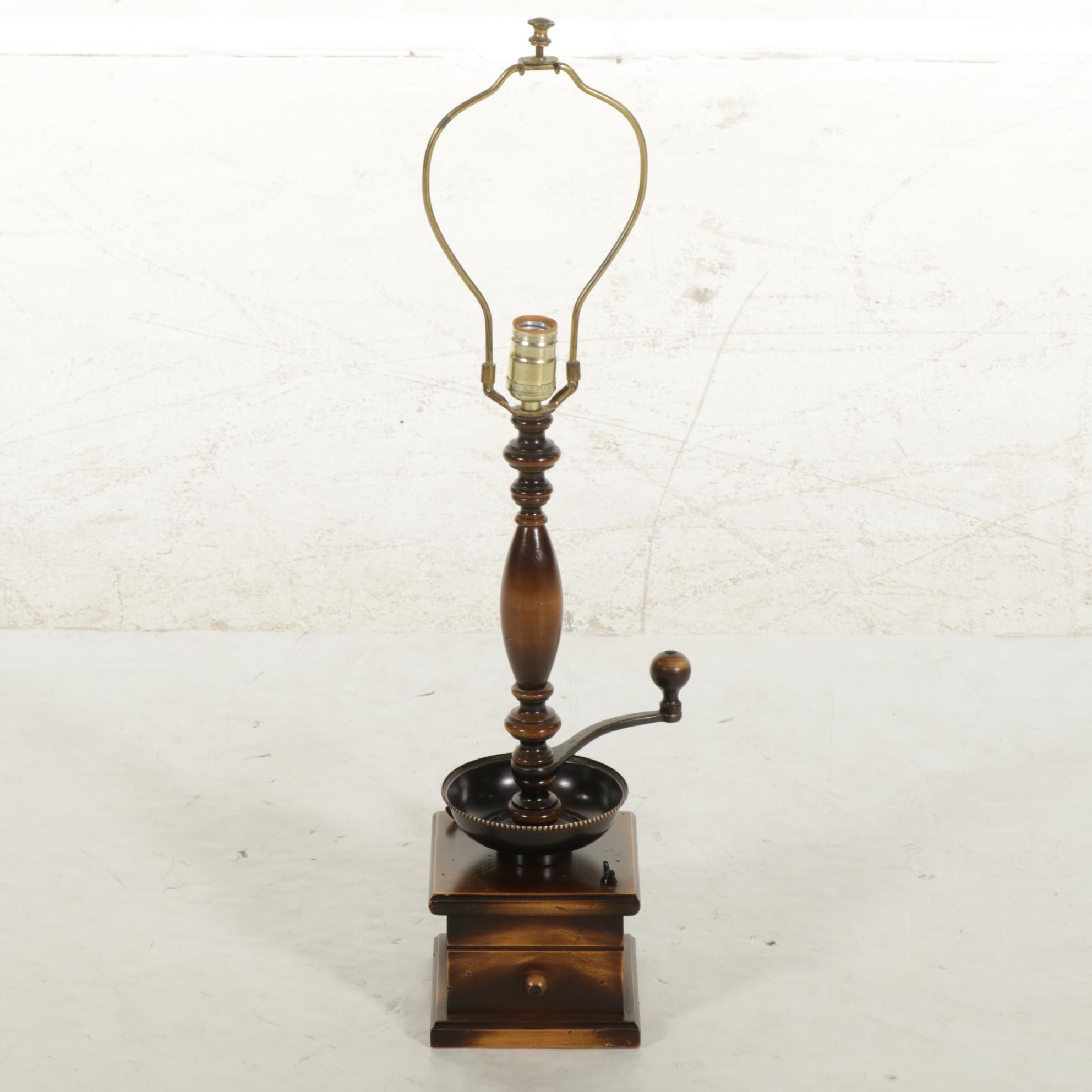 Wooden Coffee Grinder Table Lamp