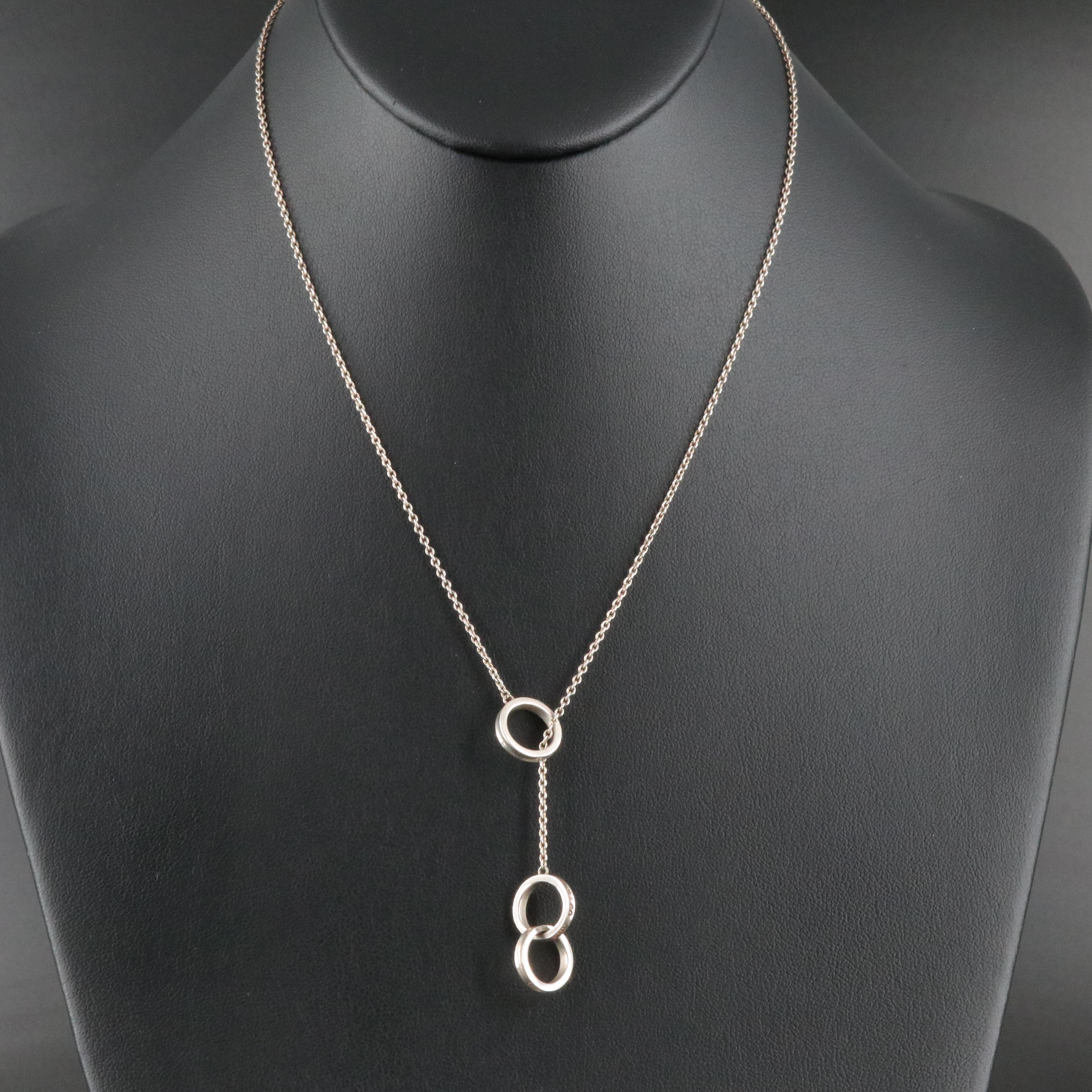Tiffany & Co. 1837 Sterling Interlocking Circles Lariat Necklace