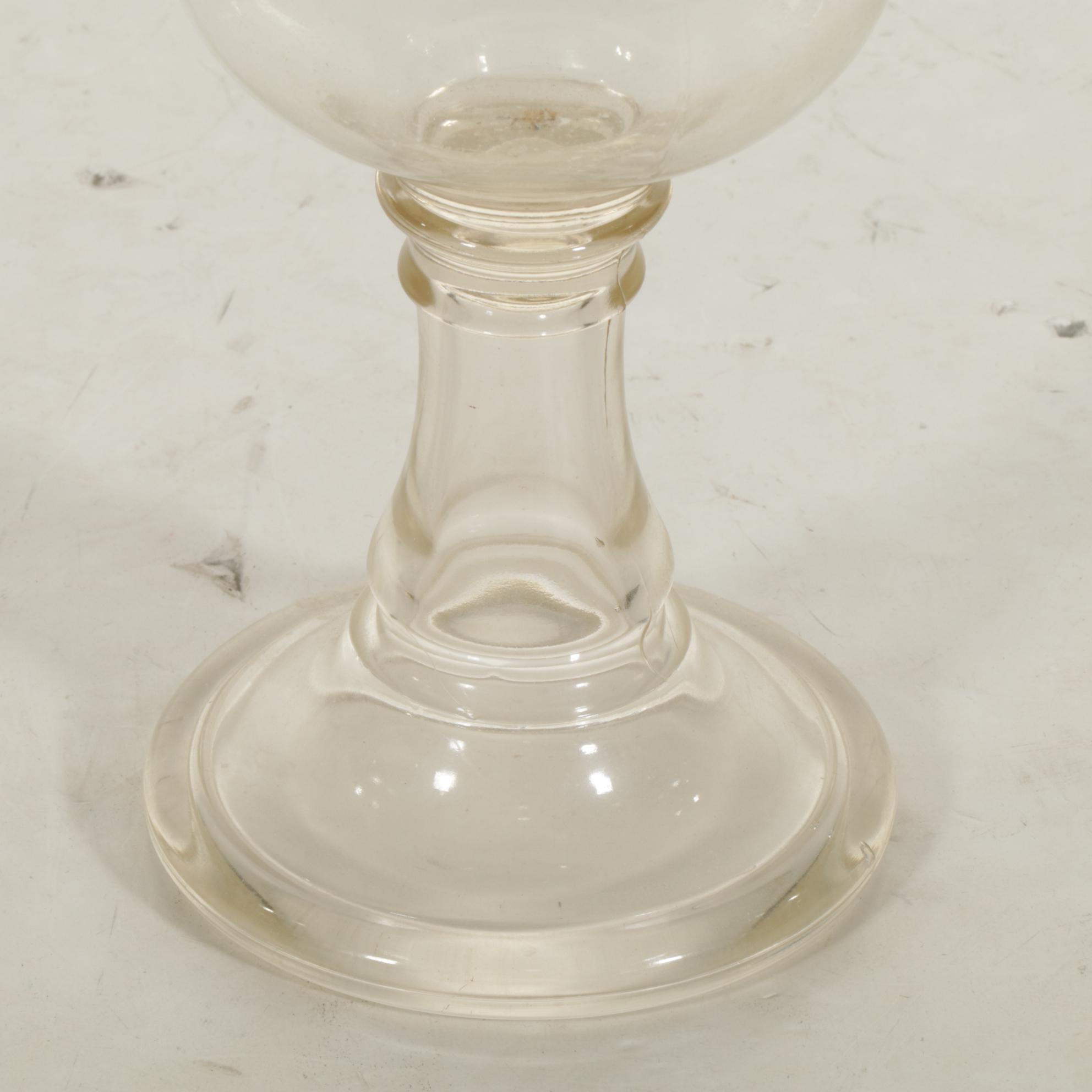 Converted Oil Lamp Table Lamp with White Ruffled Glass Shade, Vintage