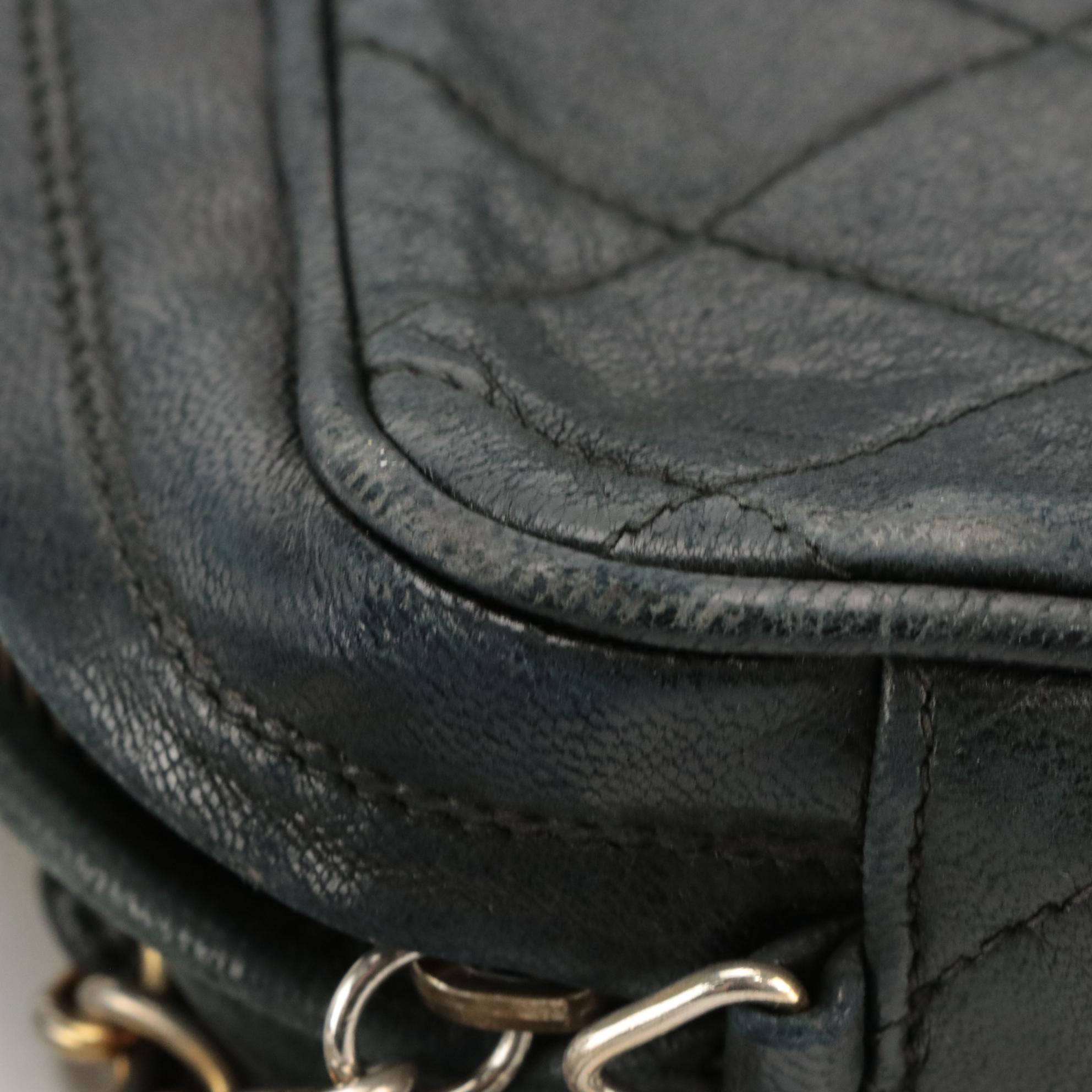 Chanel CC Quilted Chain Shoulder Bag in Black Lambskin Leather with Tassel