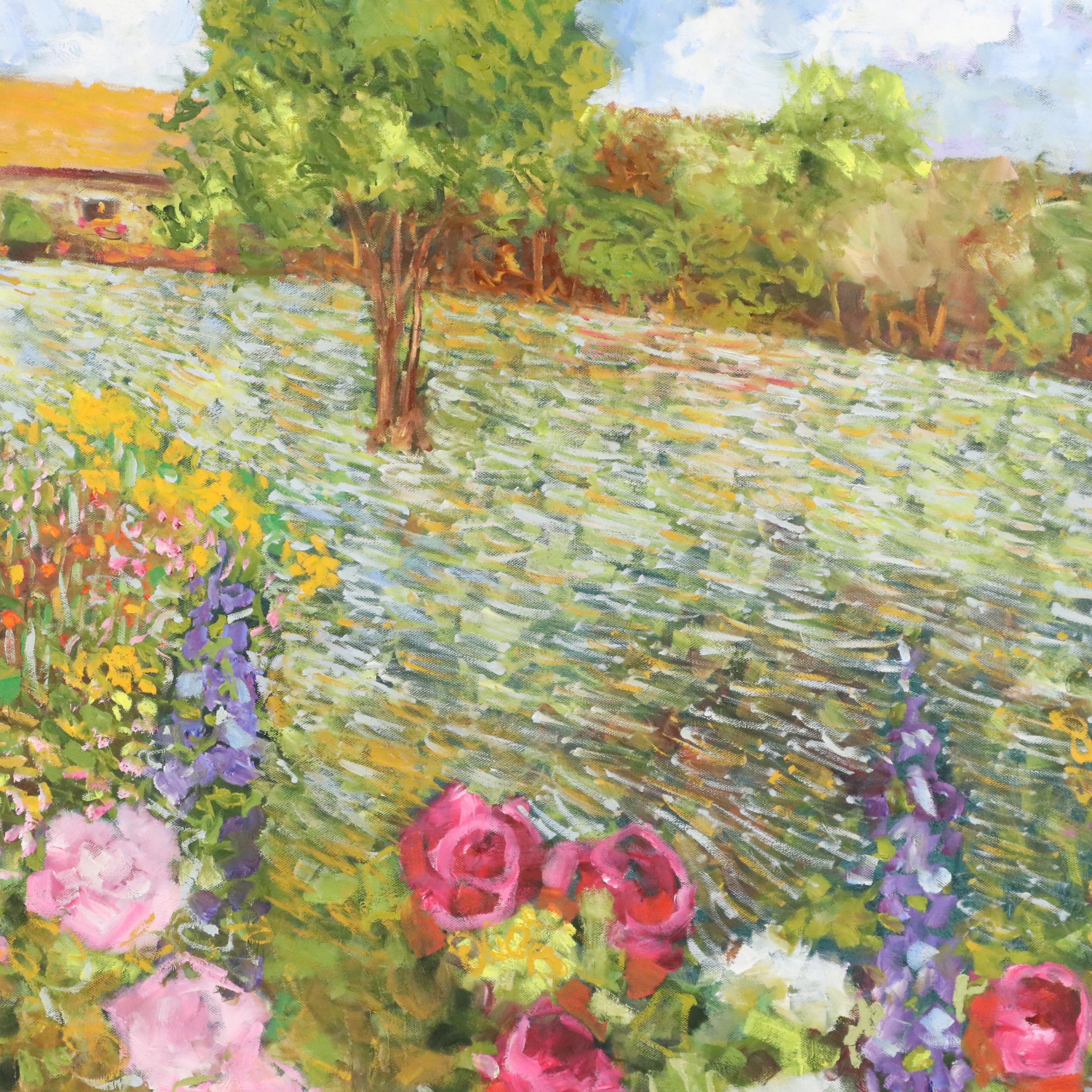 Floral Landscape Oil Painting, 1987