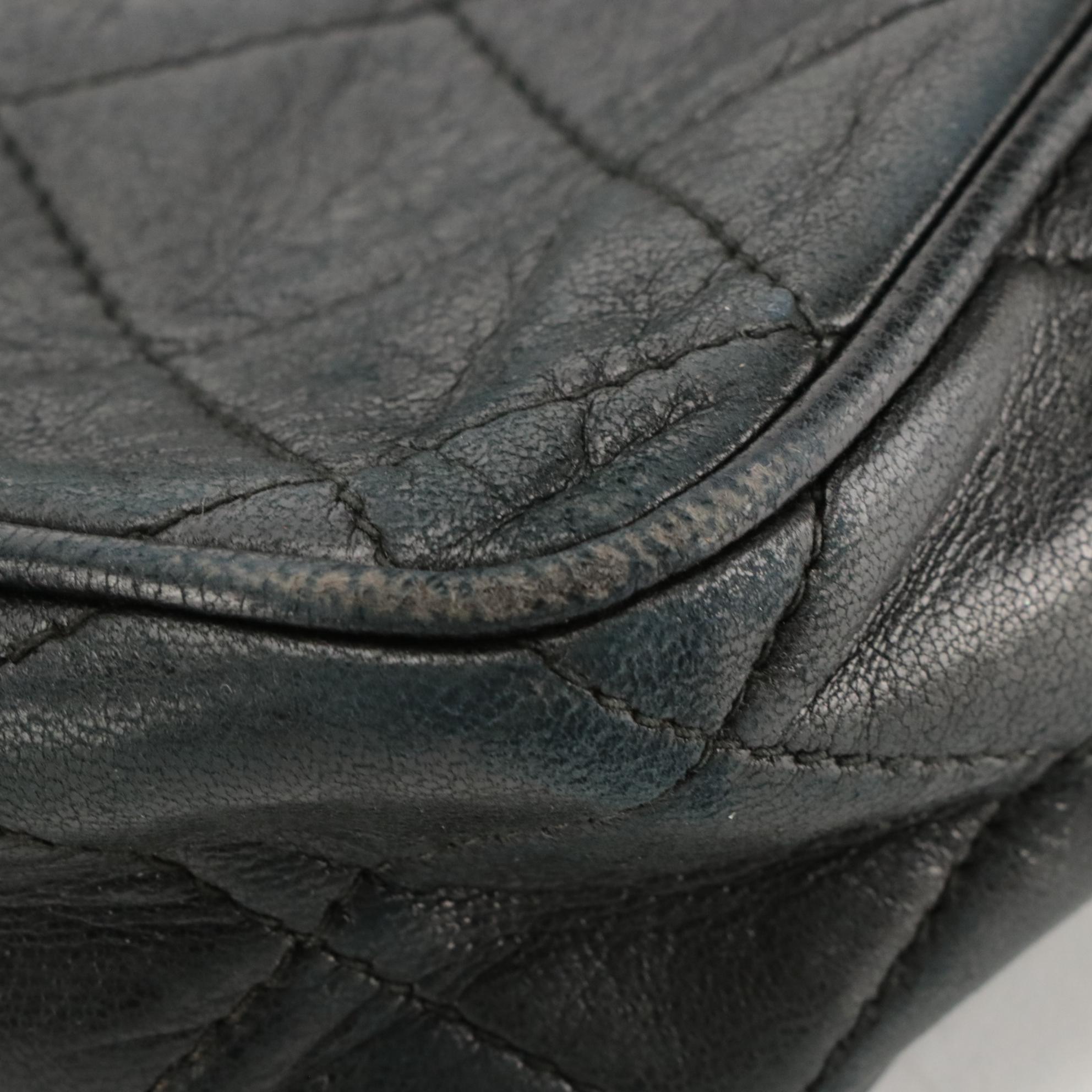 Chanel CC Quilted Chain Shoulder Bag in Black Lambskin Leather with Tassel