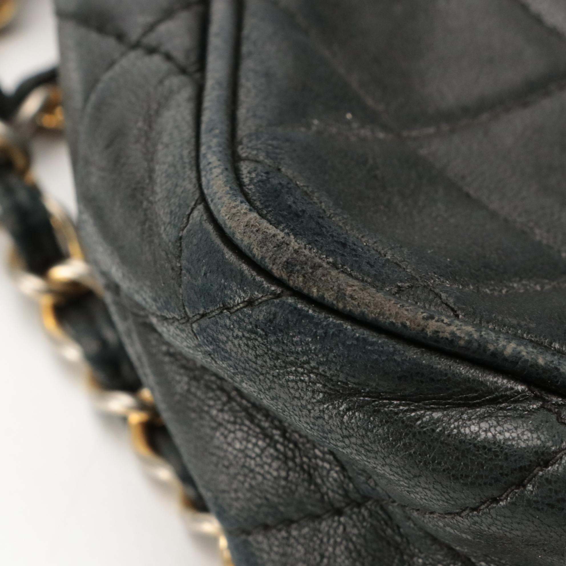 Chanel CC Quilted Chain Shoulder Bag in Black Lambskin Leather with Tassel