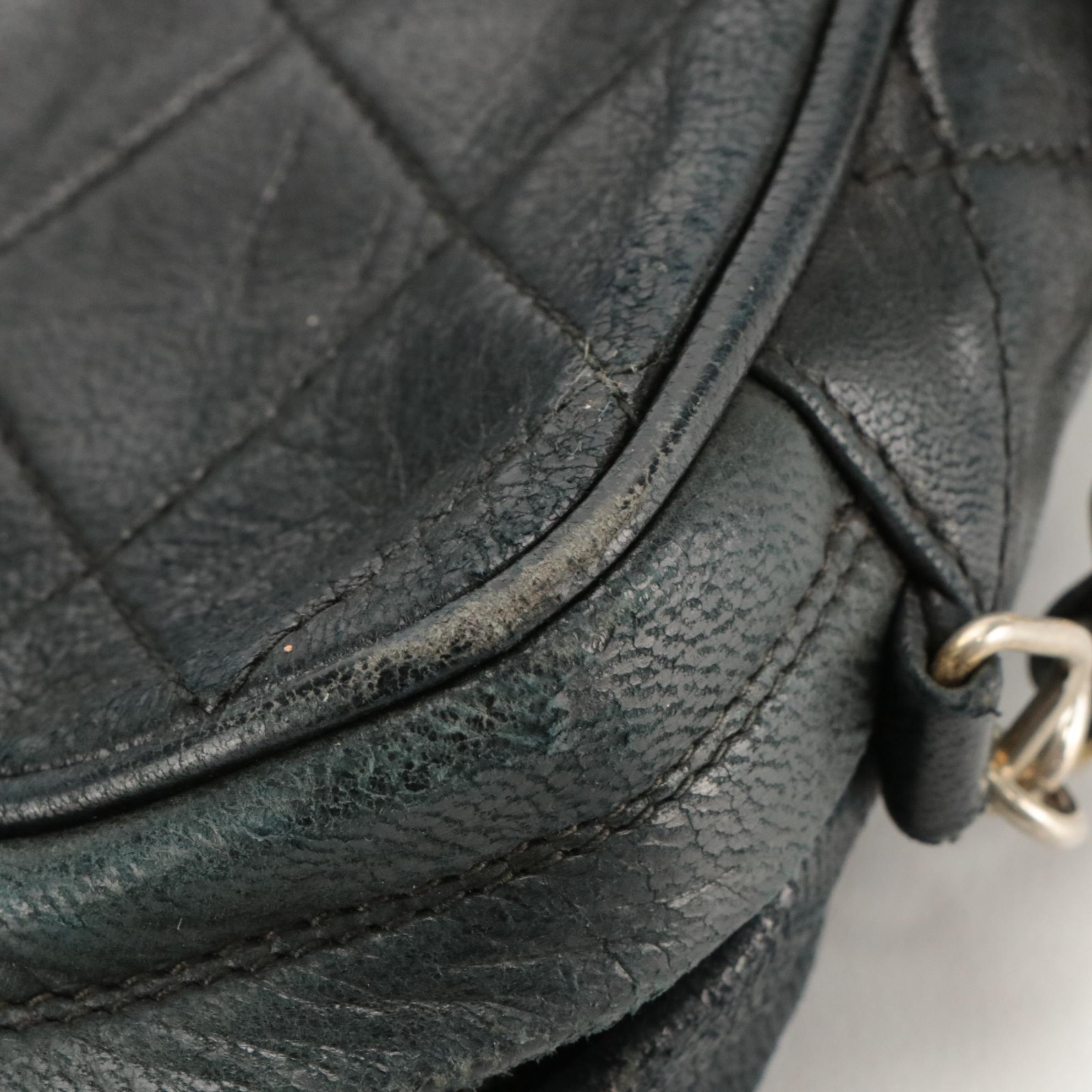 Chanel CC Quilted Chain Shoulder Bag in Black Lambskin Leather with Tassel