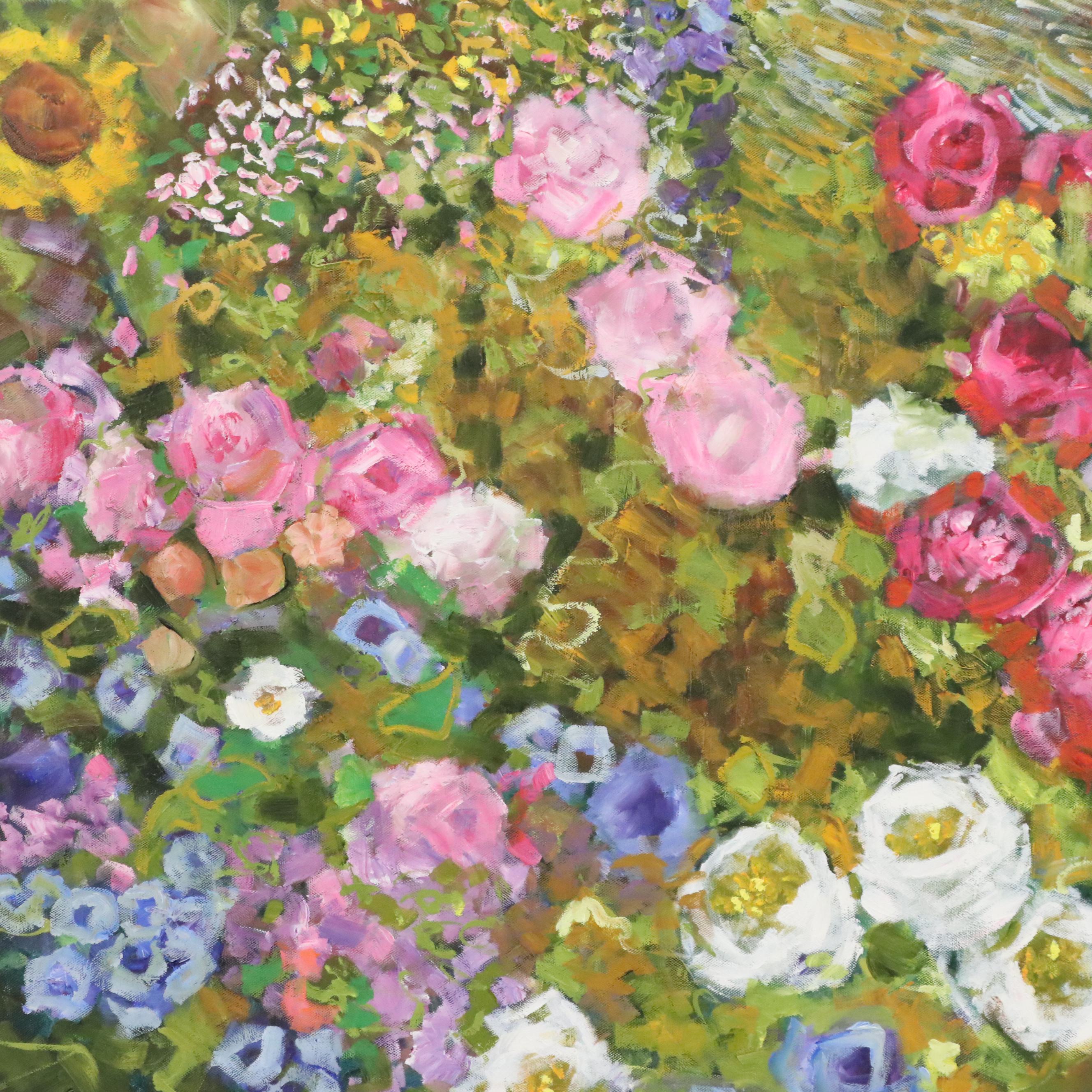 Floral Landscape Oil Painting, 1987