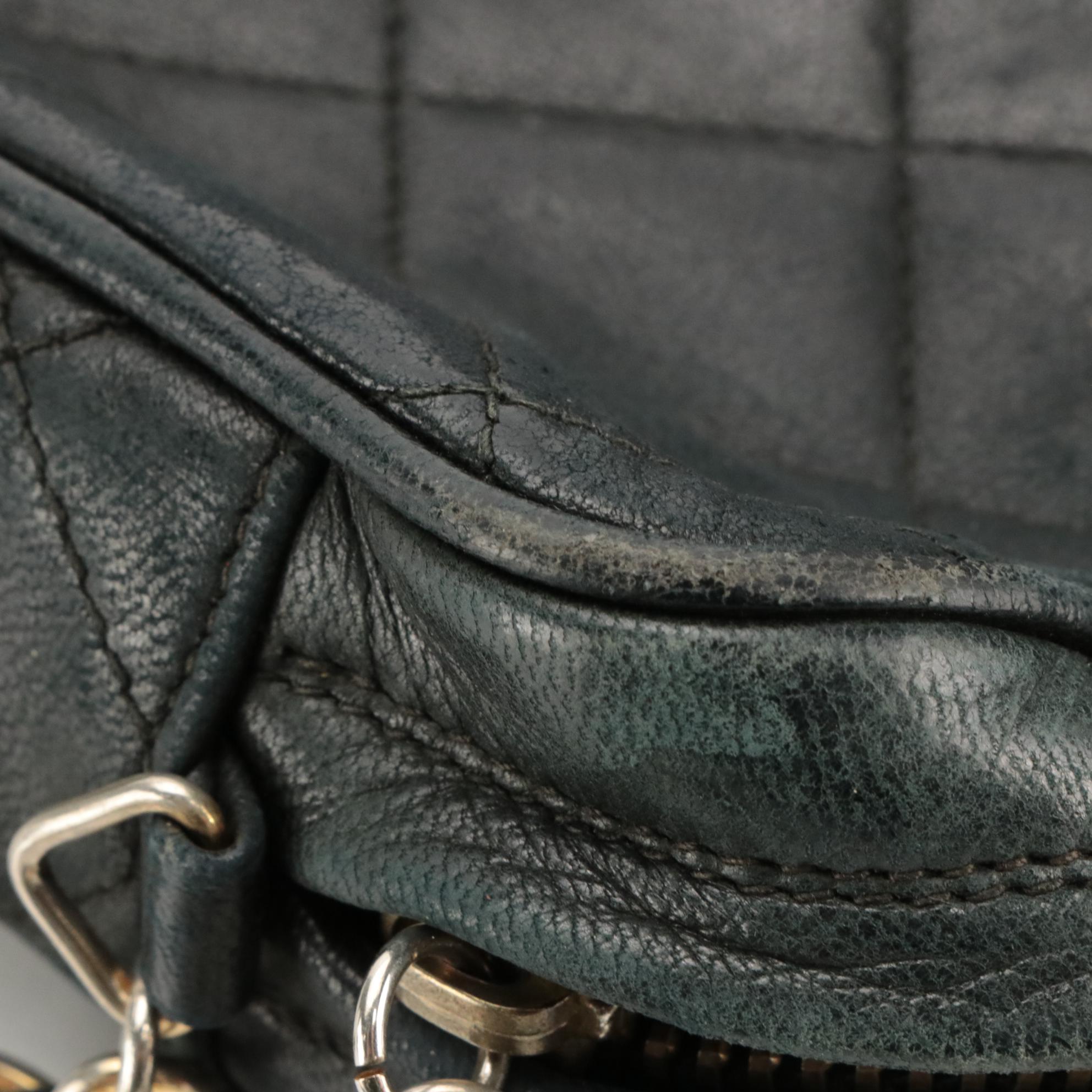 Chanel CC Quilted Chain Shoulder Bag in Black Lambskin Leather with Tassel