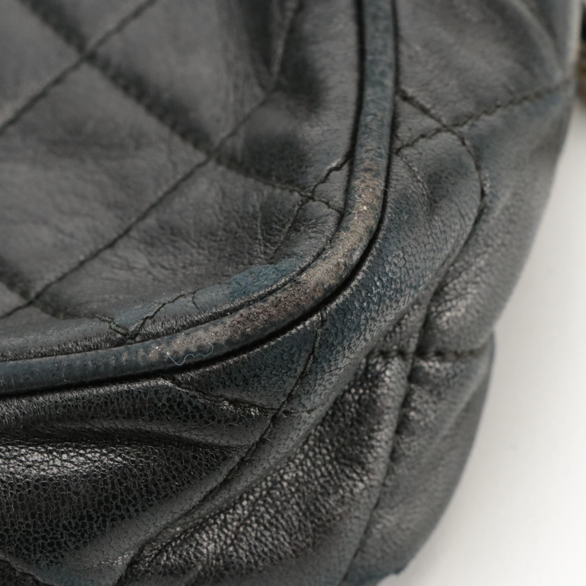 Chanel CC Quilted Chain Shoulder Bag in Black Lambskin Leather with Tassel