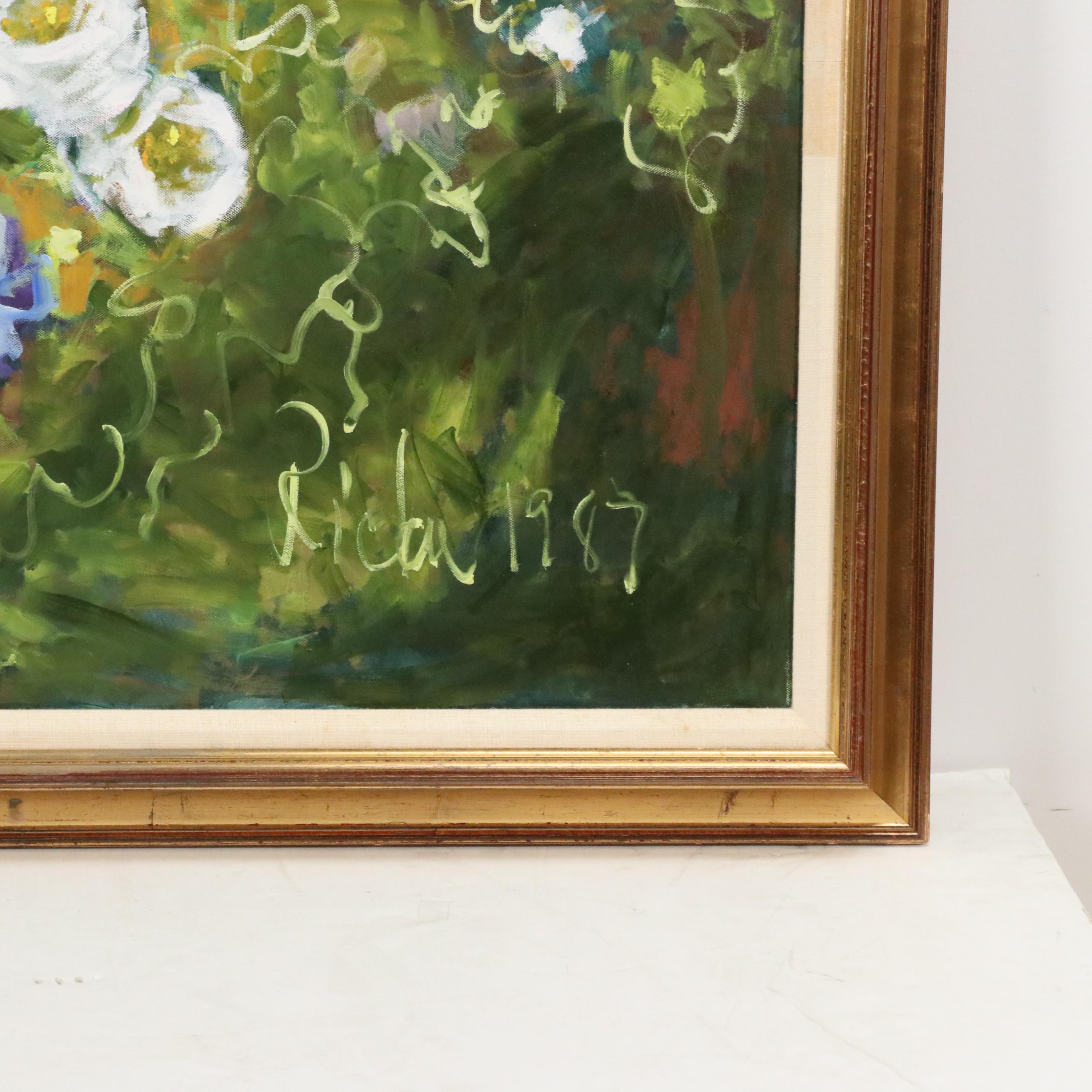 Floral Landscape Oil Painting, 1987