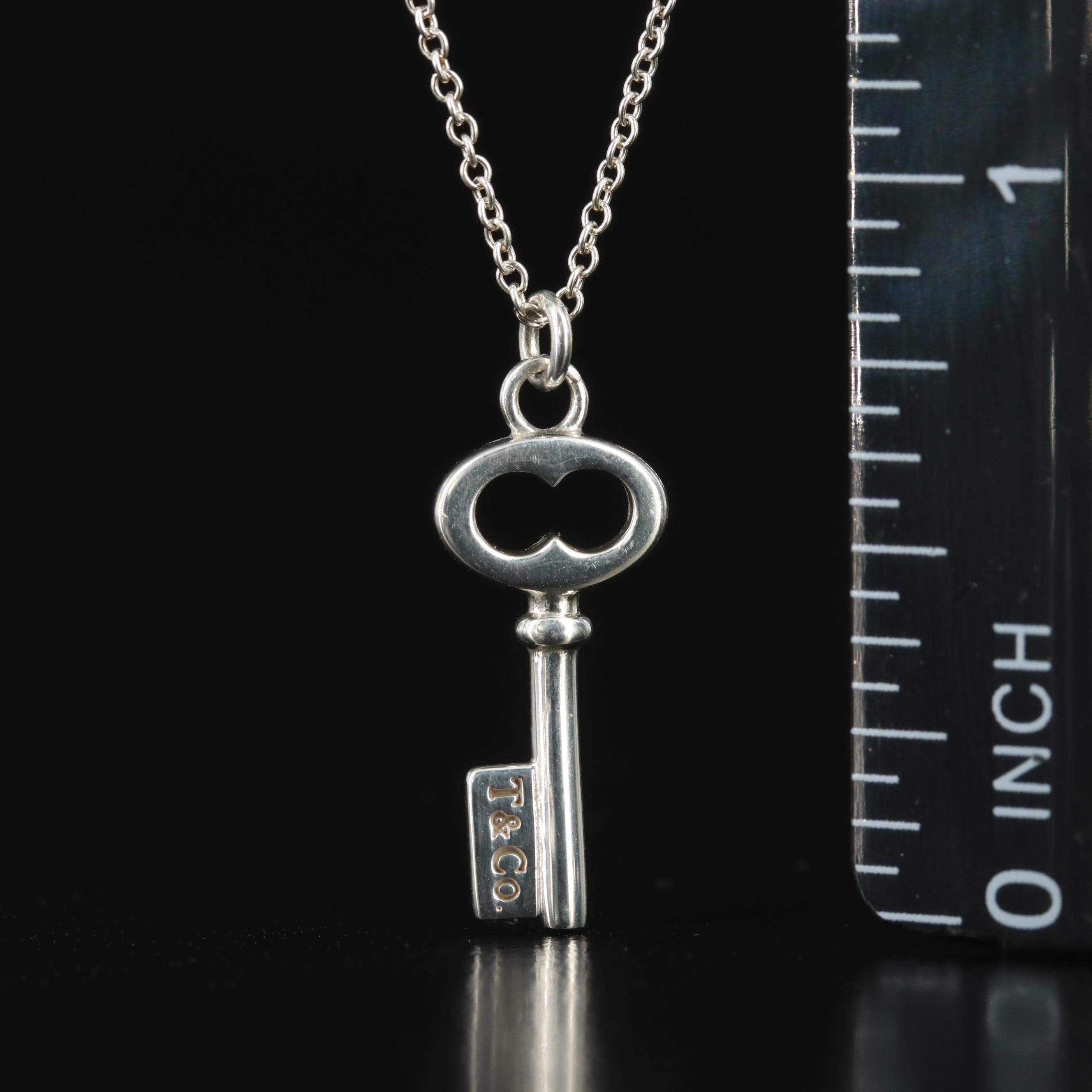 Tiffany & Co. Sterling Mini Oval Key Pendant Necklace