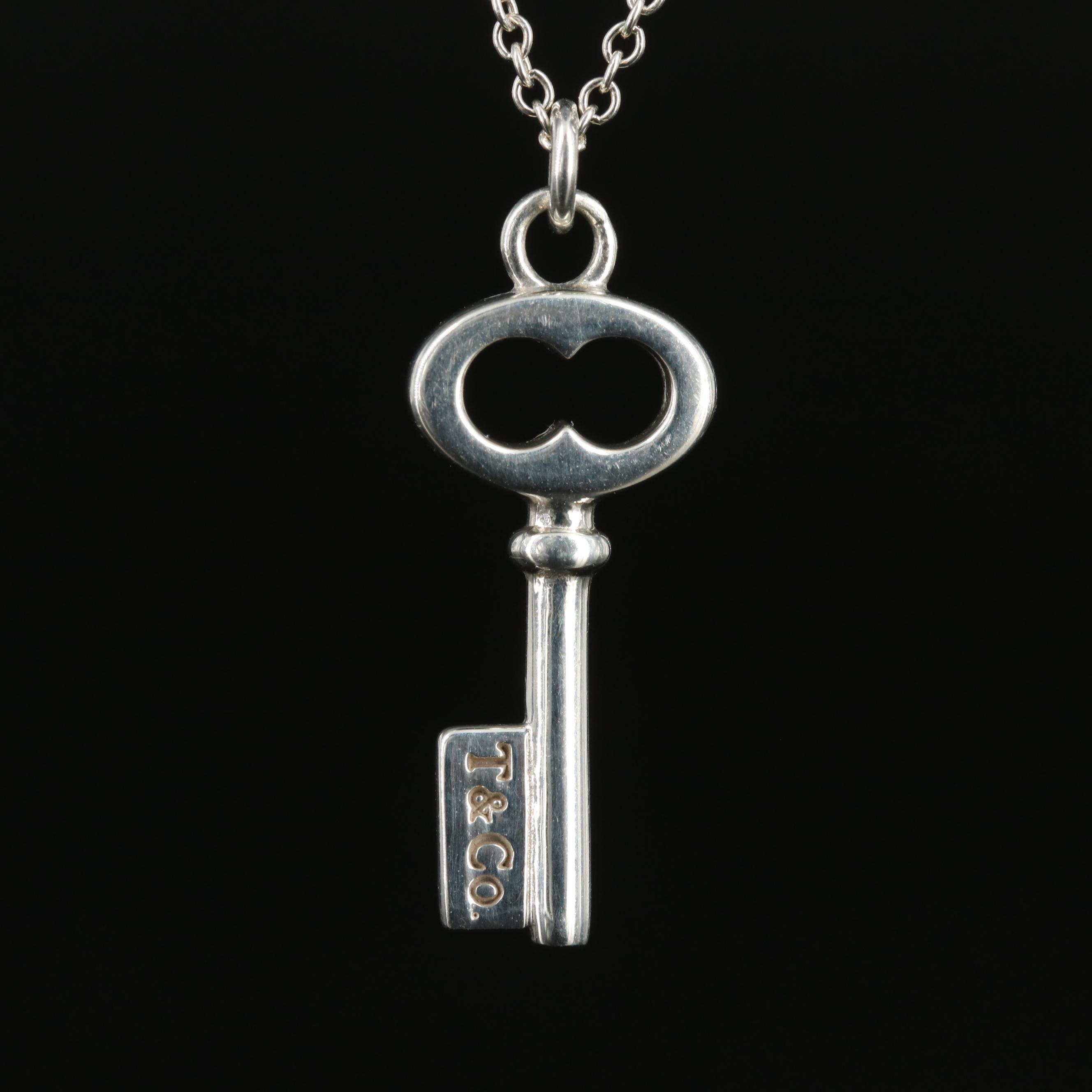 Tiffany & Co. Sterling Mini Oval Key Pendant Necklace