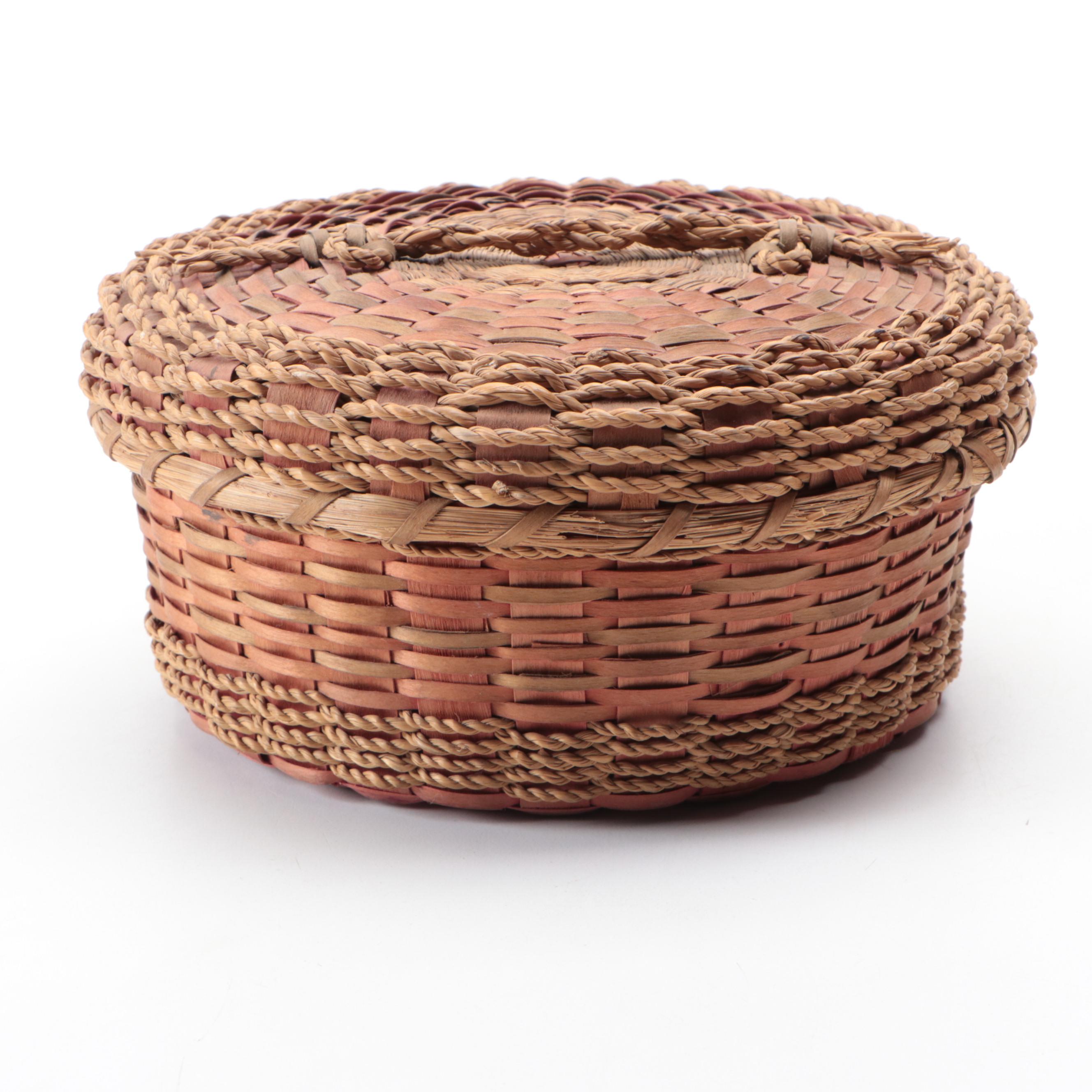 Native American Style Handwoven Sewing Basket Boxes
