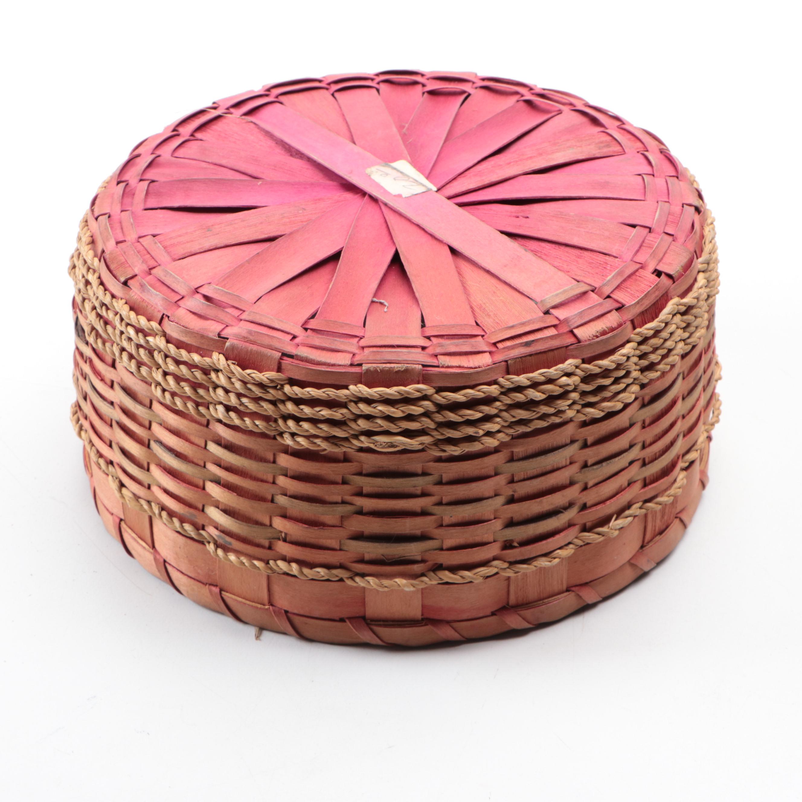 Native American Style Handwoven Sewing Basket Boxes