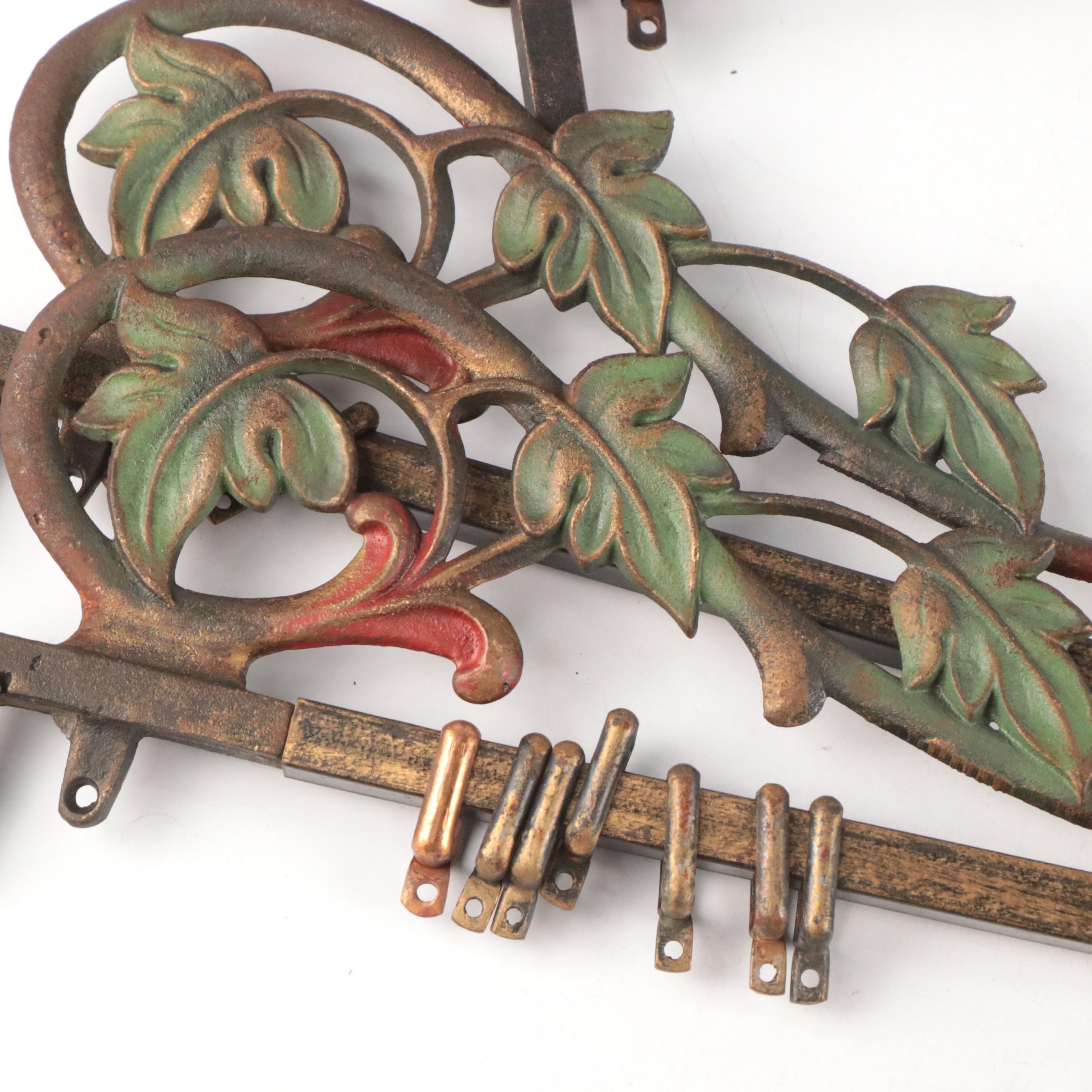 Late Victorian & Art Deco Cast Iron Swing Arm Drapery Hardware and Brackets