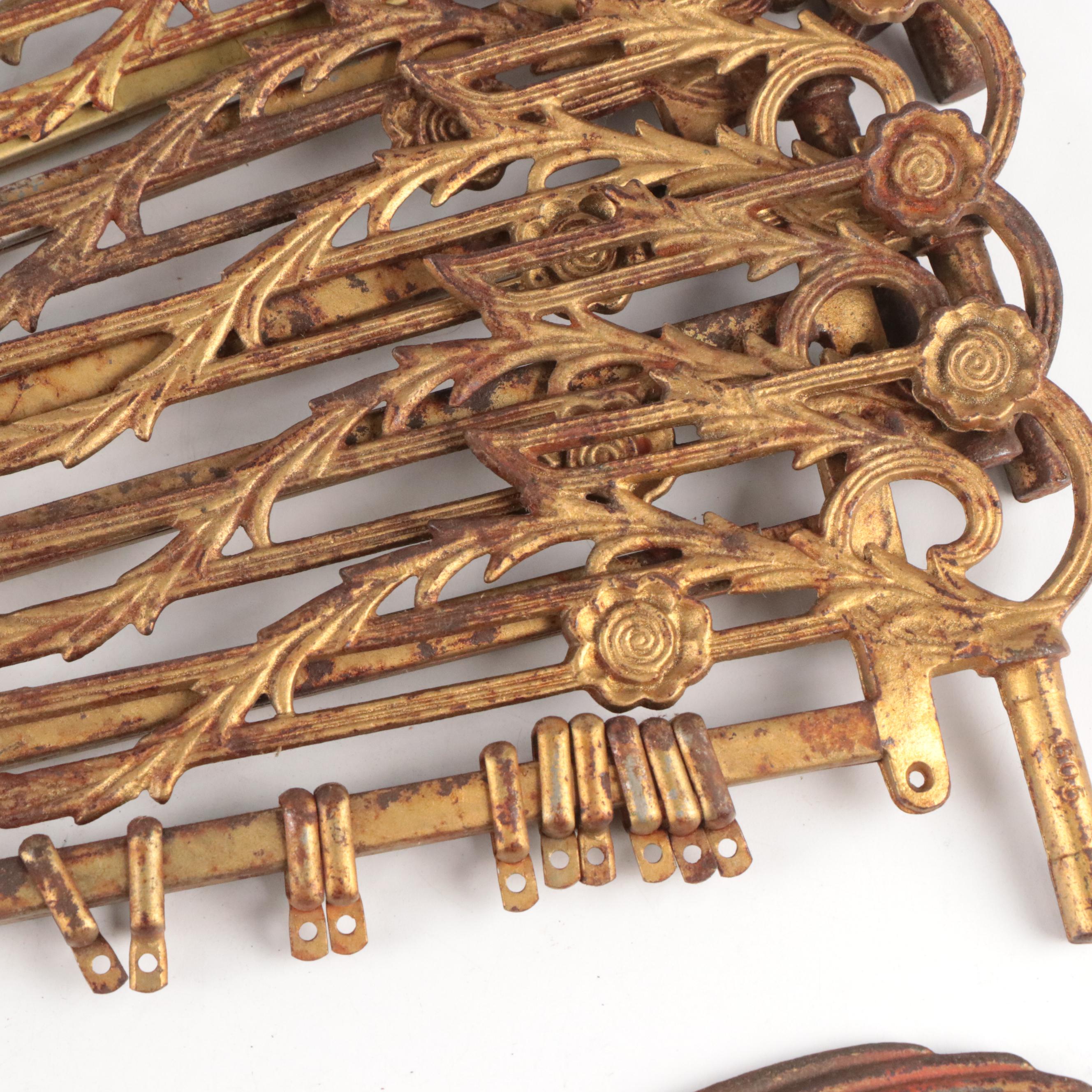 Late Victorian & Art Deco Cast Iron Swing Arm Drapery Hardware and Brackets