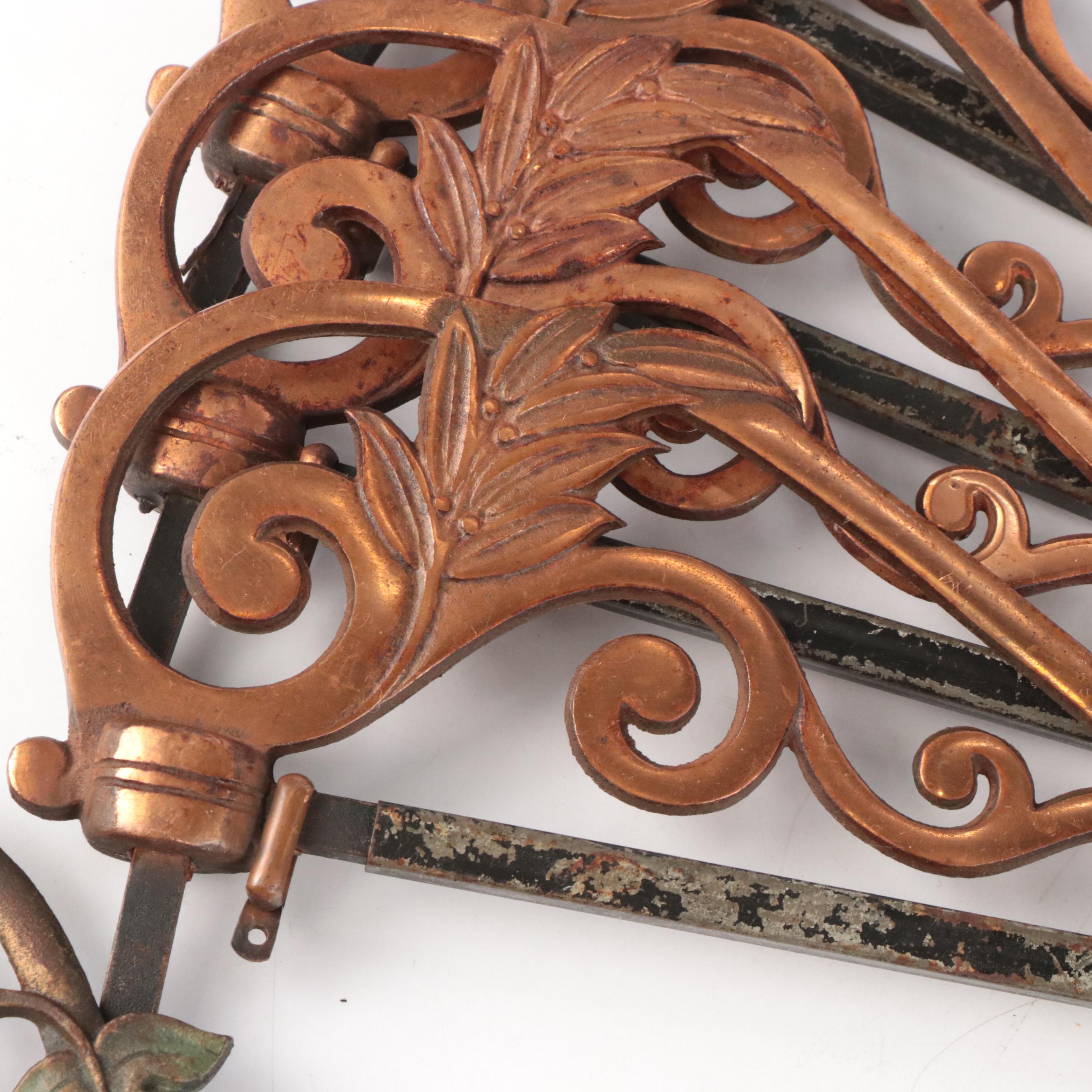 Late Victorian & Art Deco Cast Iron Swing Arm Drapery Hardware and Brackets