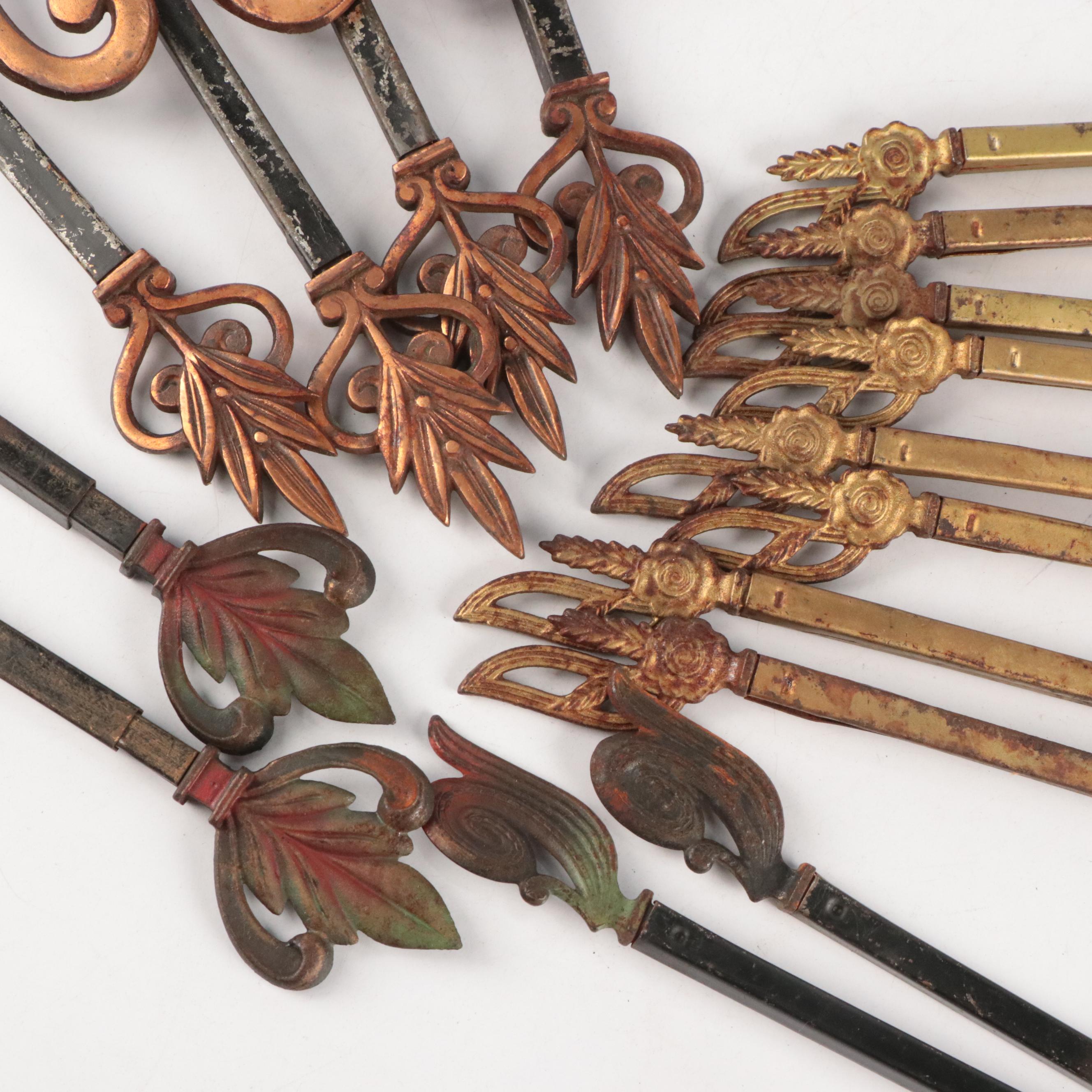 Late Victorian & Art Deco Cast Iron Swing Arm Drapery Hardware and Brackets