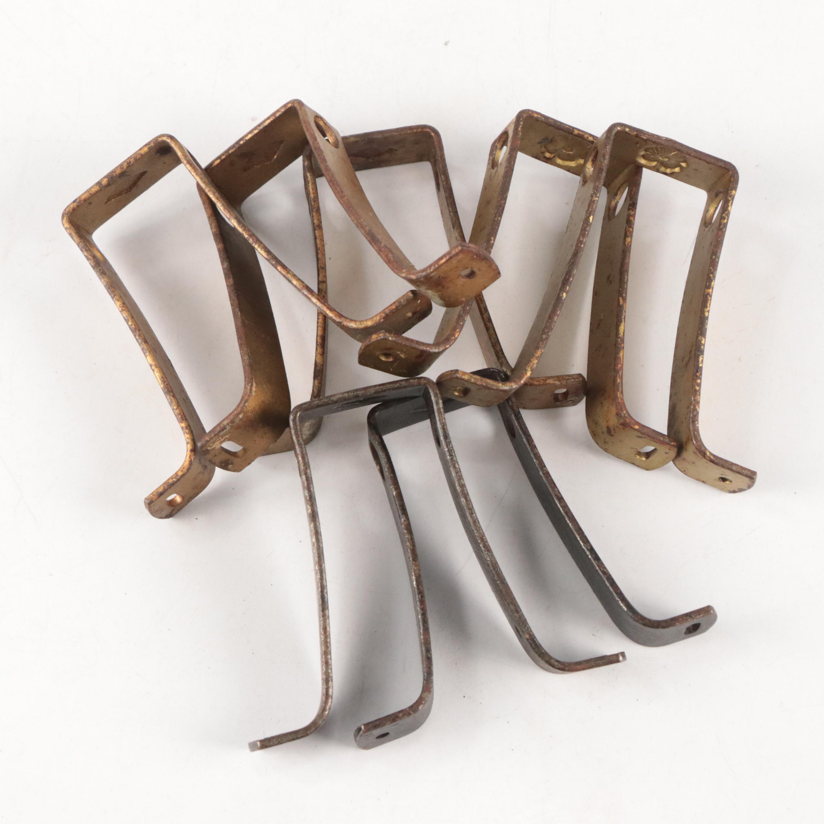 Late Victorian & Art Deco Cast Iron Swing Arm Drapery Hardware and Brackets