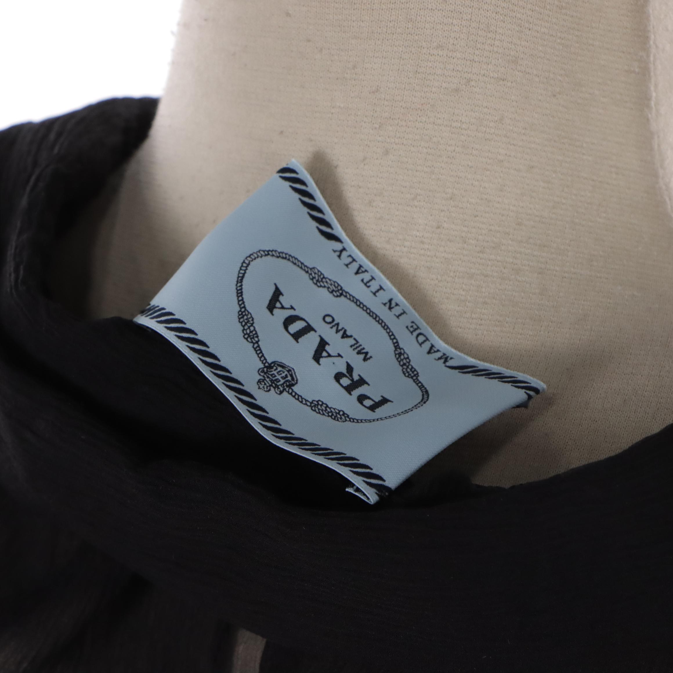 Prada Black Sheer Silk Button-Front Shirt Romper