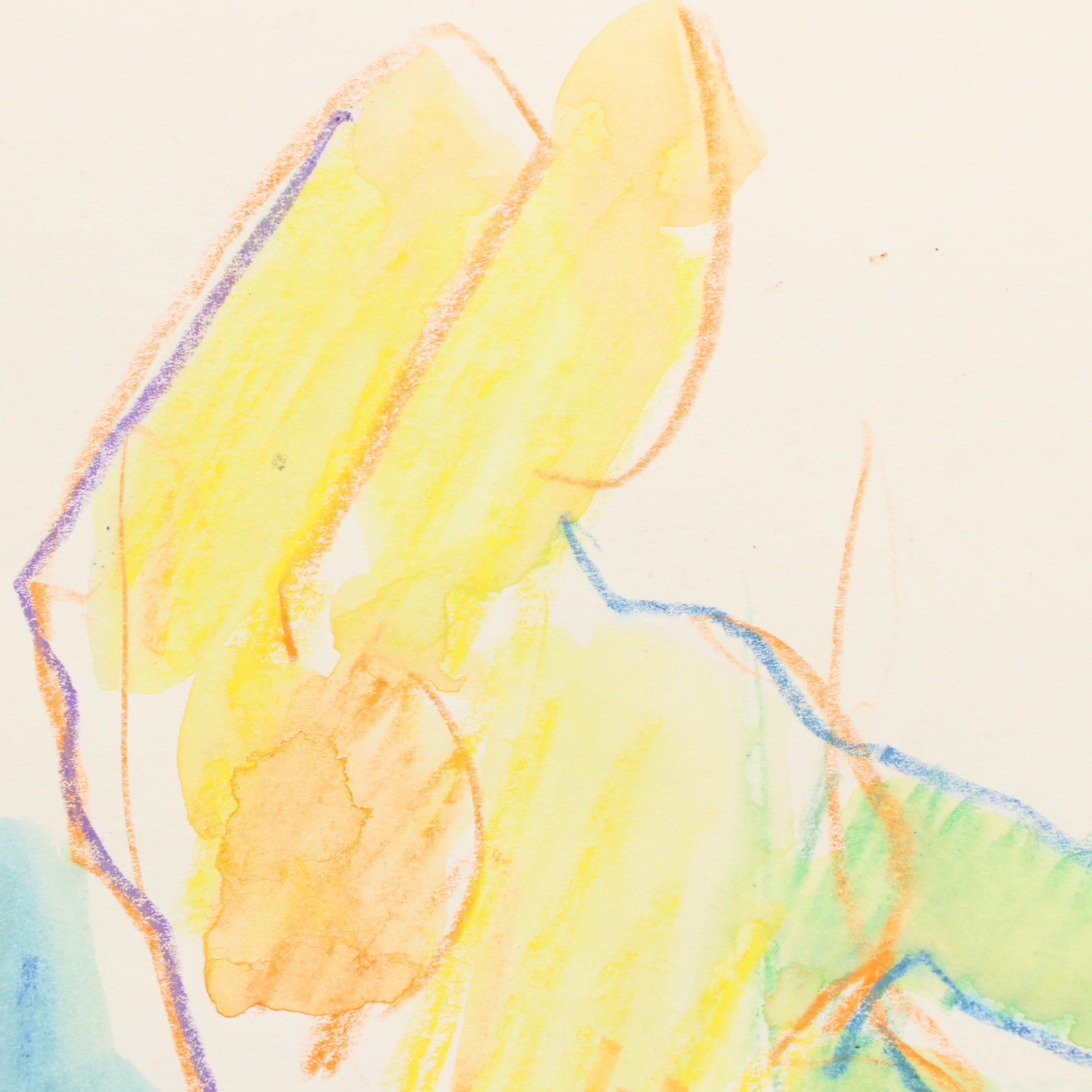 Jack Meanwell Modern Nude Figural Mixed Media Painting, 1996