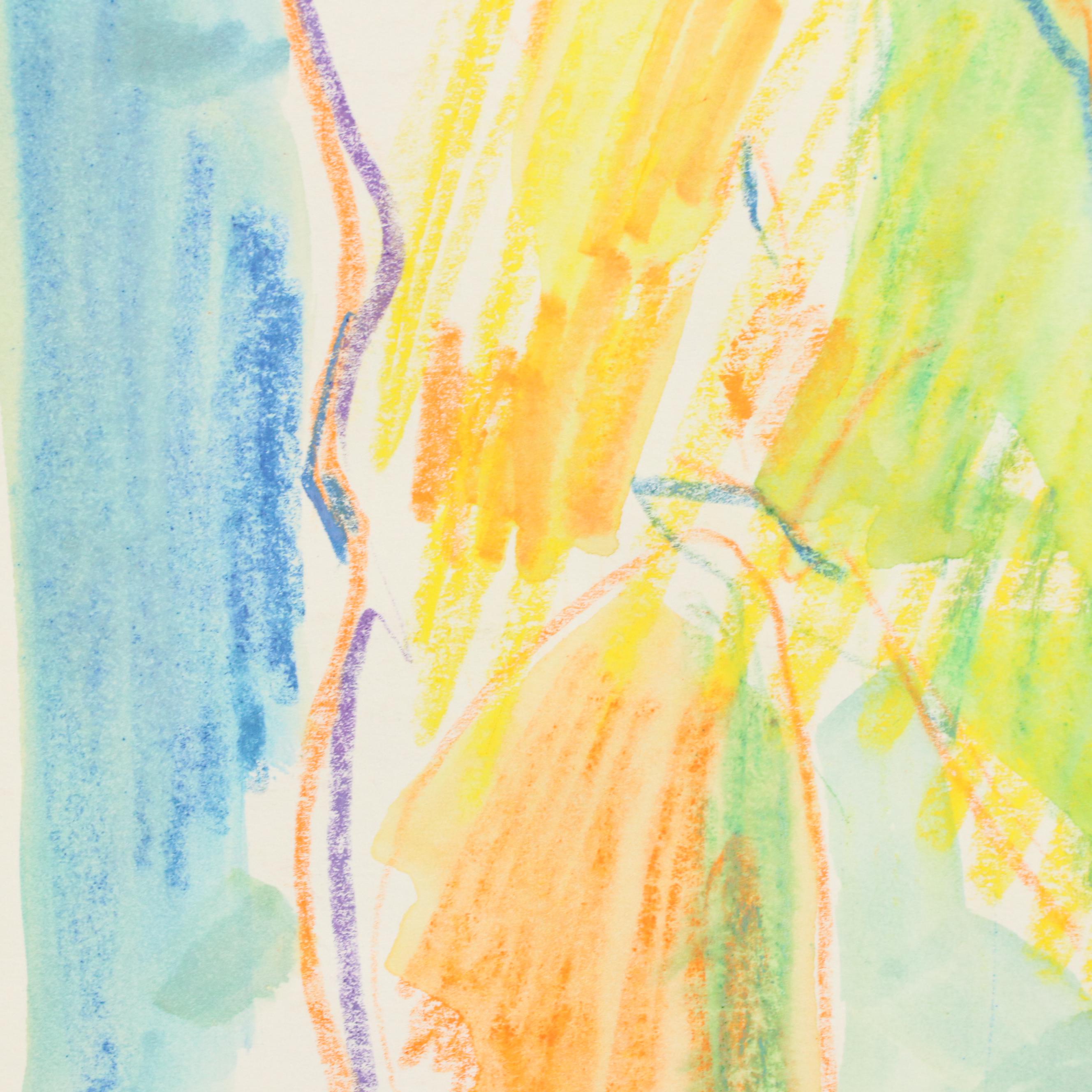 Jack Meanwell Modern Nude Figural Mixed Media Painting, 1996