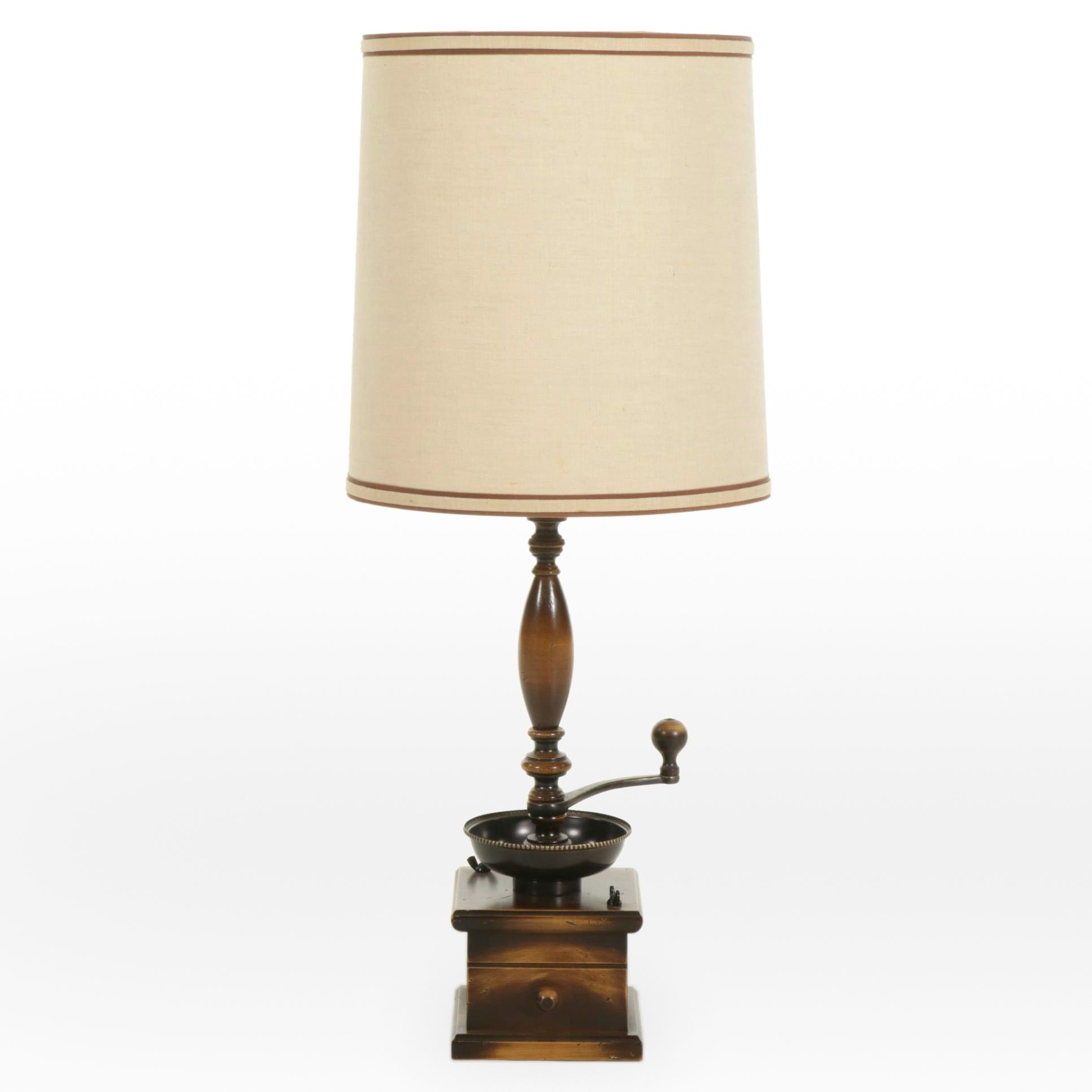 Wooden Coffee Grinder Table Lamp