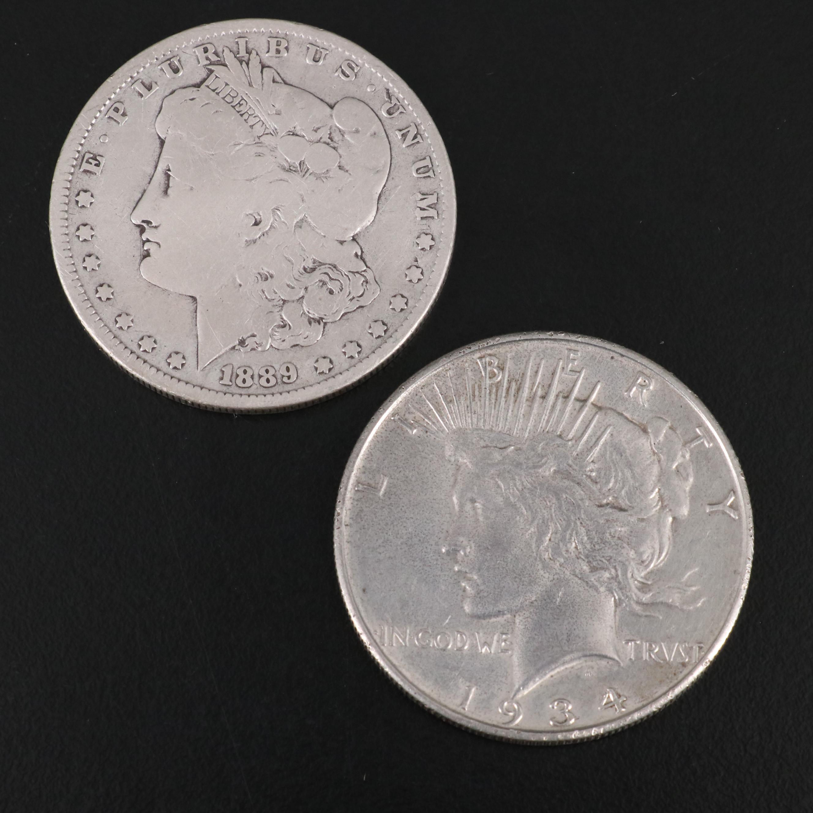 Collection of U.S Silver Coins with a 1934-D Peace Dollar