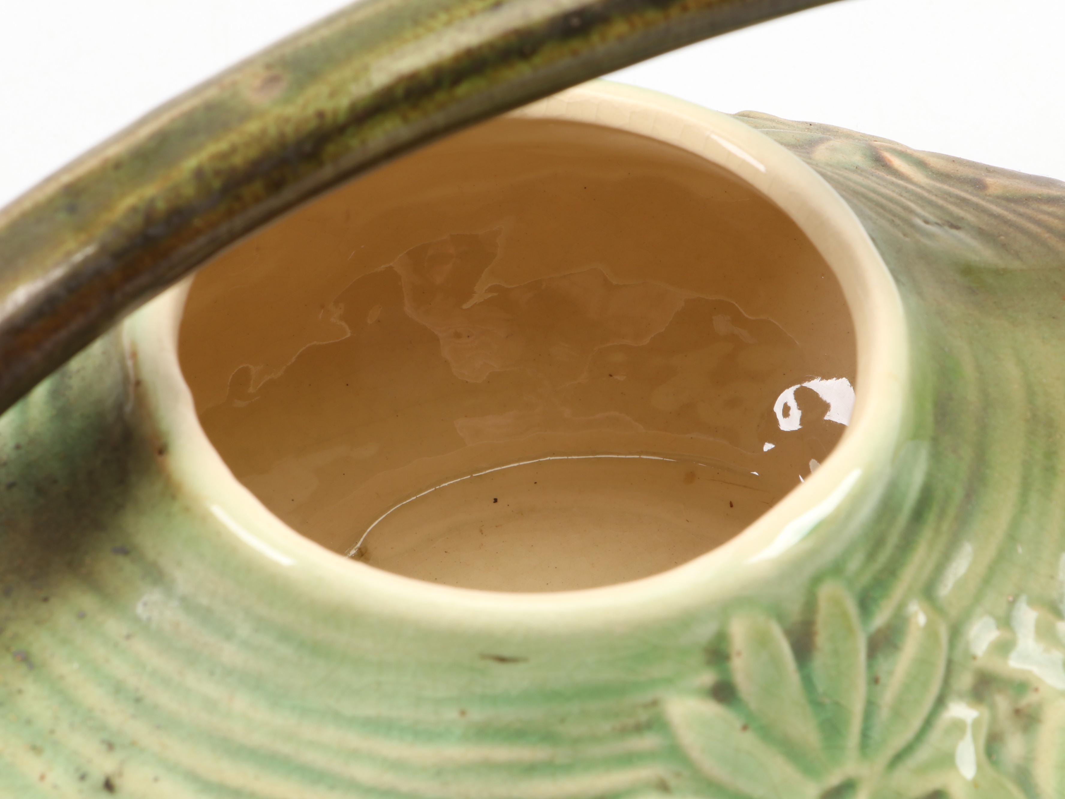 McCoy Pottery Art Deco Style Green and Brown Daisy Pattern Tea Set