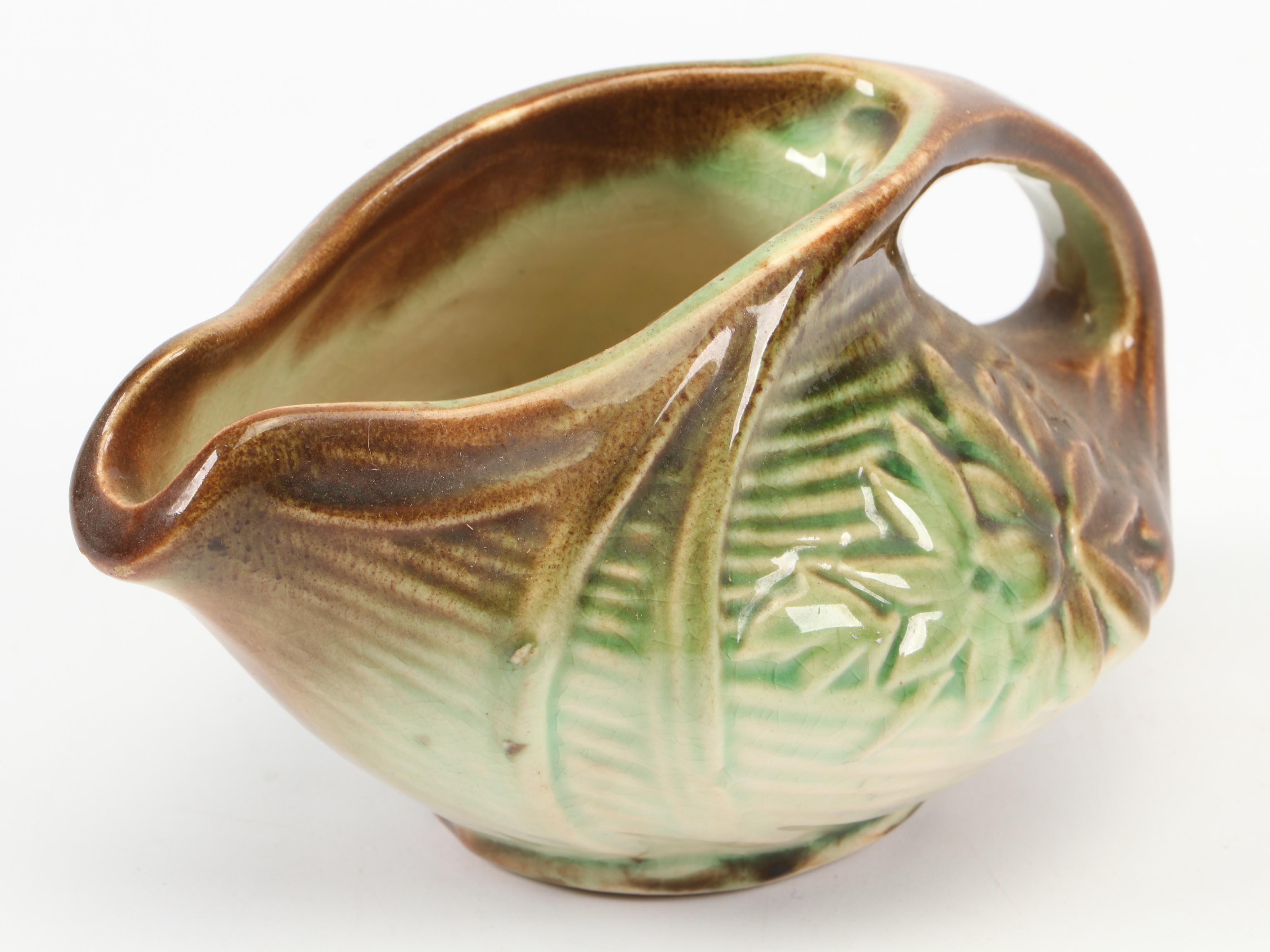 McCoy Pottery Art Deco Style Green and Brown Daisy Pattern Tea Set