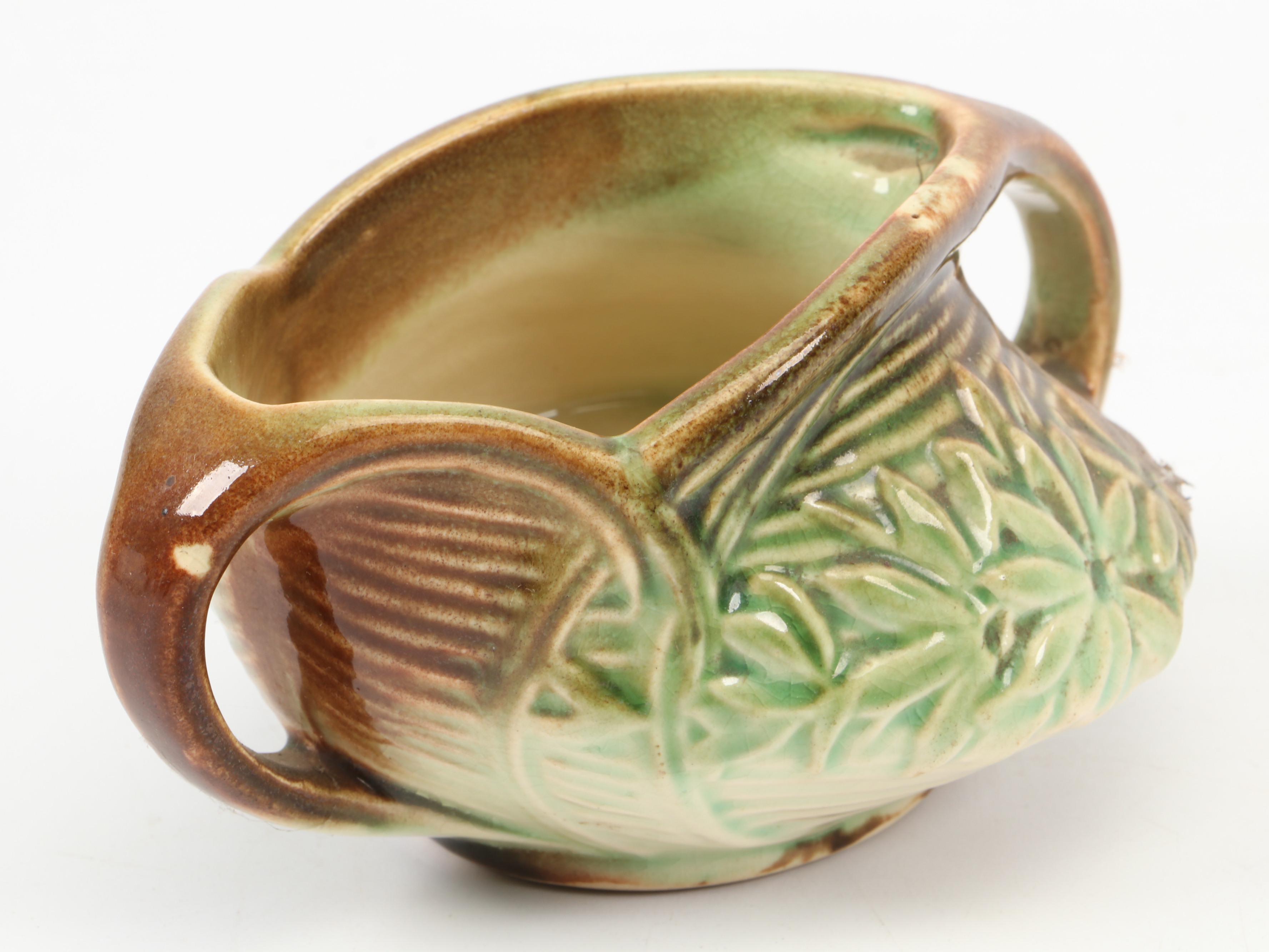 McCoy Pottery Art Deco Style Green and Brown Daisy Pattern Tea Set