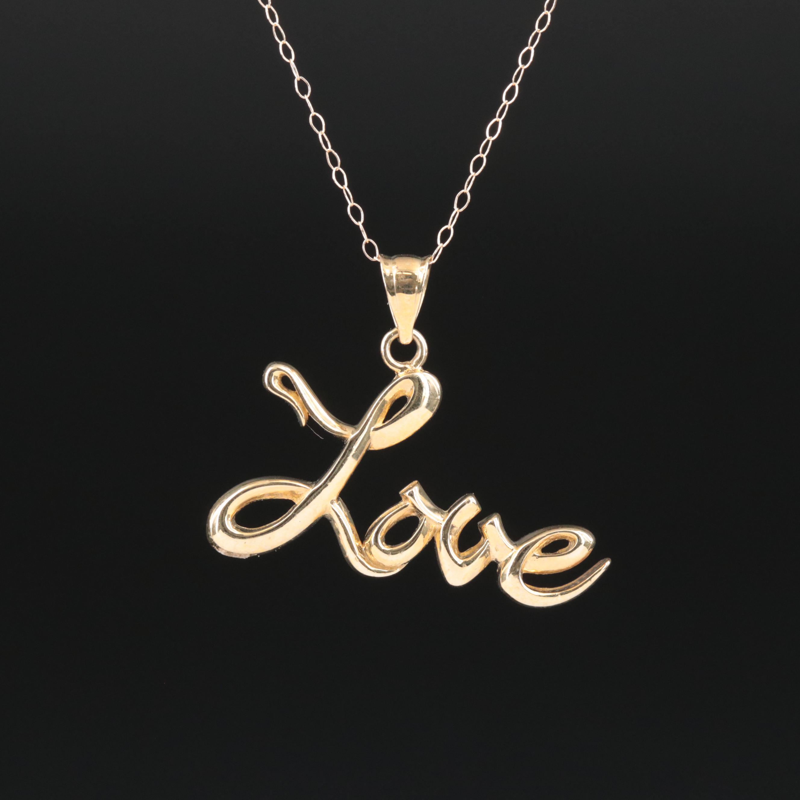 10K Script "Love" Necklace