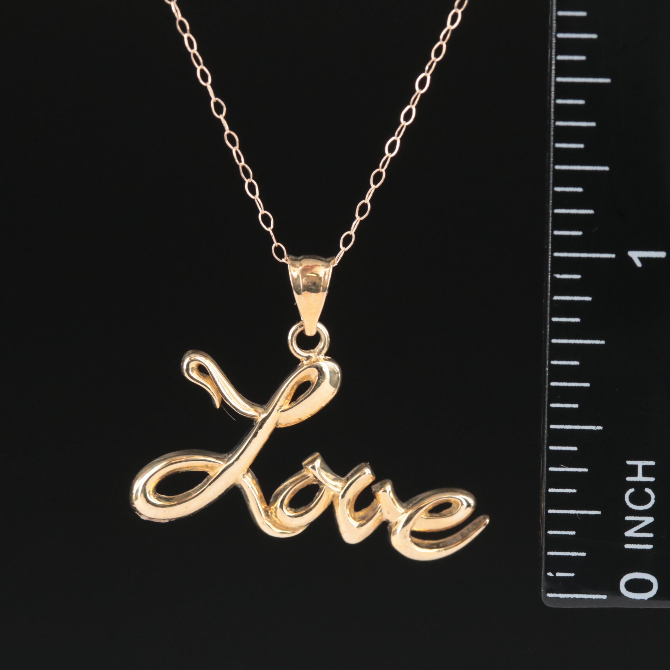 10K Script "Love" Necklace