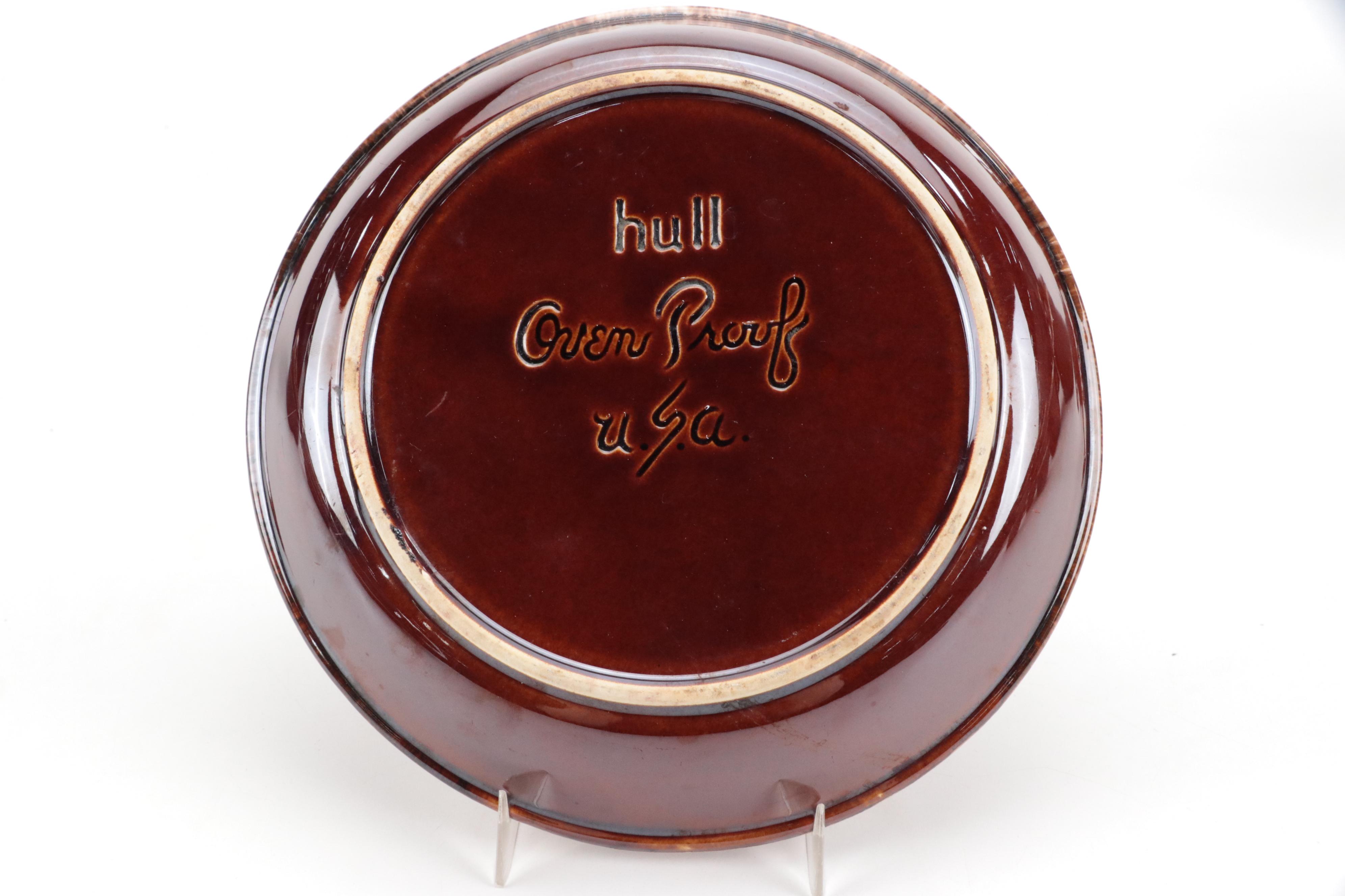 Hull "Brown Drip" Oven Proof Stoneware Bakeware and Custard Cups, Vintage