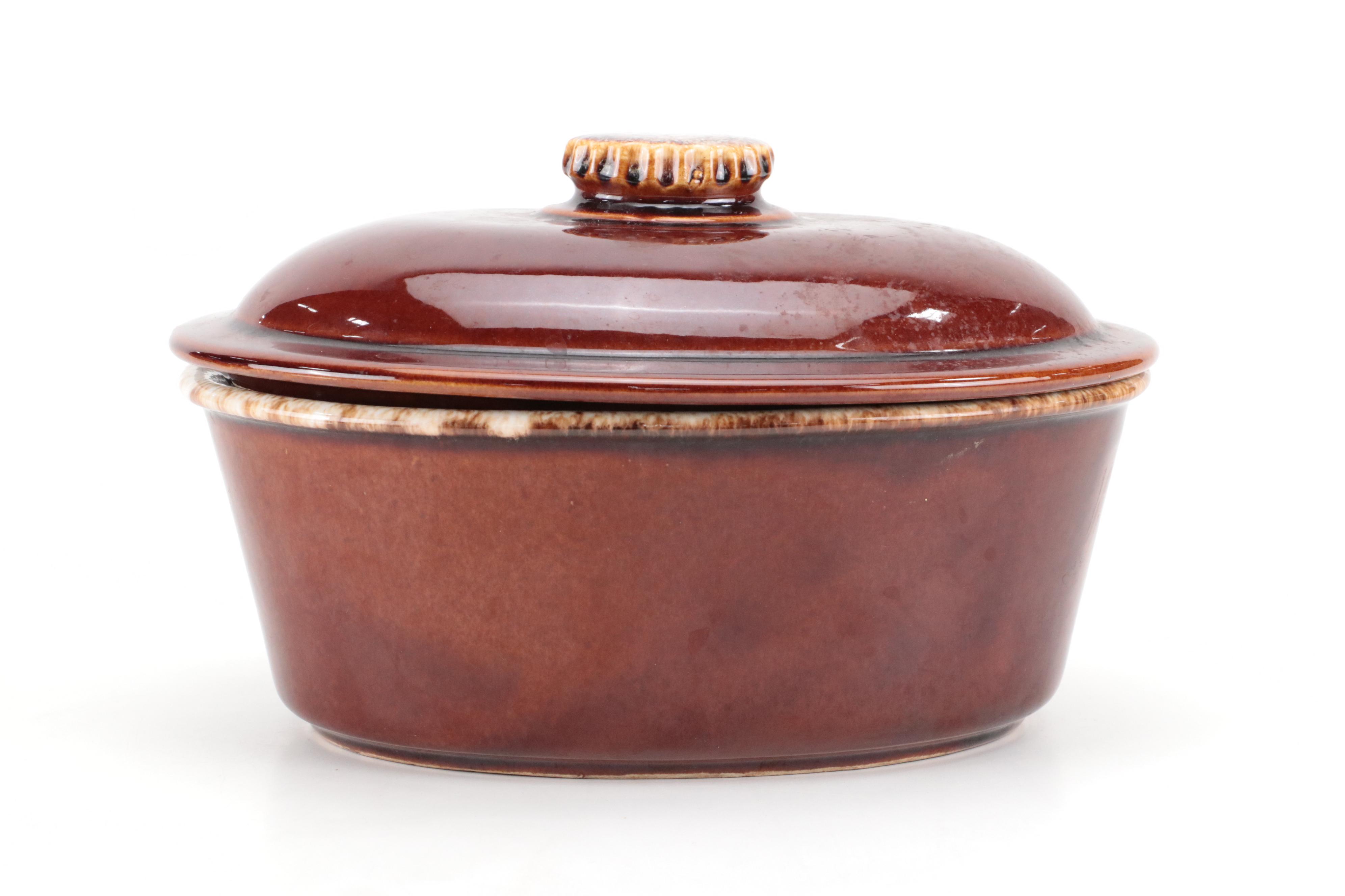 Hull "Brown Drip" Oven Proof Stoneware Bakeware and Custard Cups, Vintage