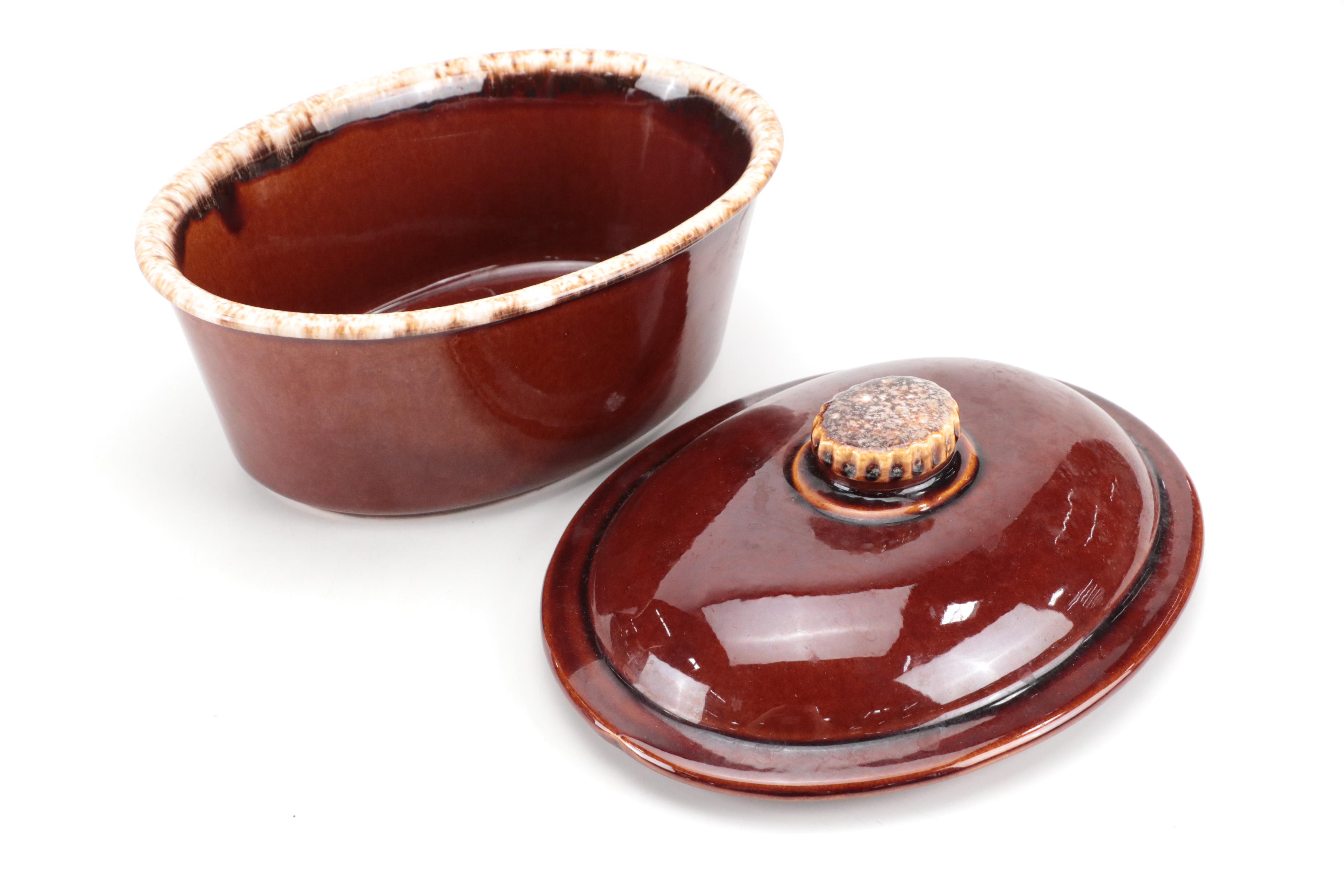 Hull "Brown Drip" Oven Proof Stoneware Bakeware and Custard Cups, Vintage